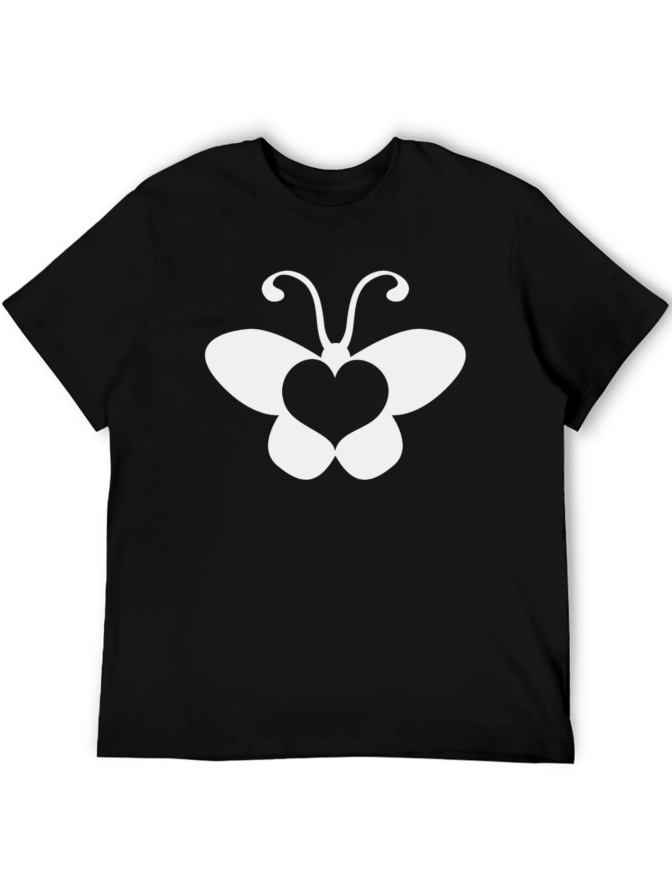 Heart Butterfly Graphic Tee - Stylish Black T-Shirt