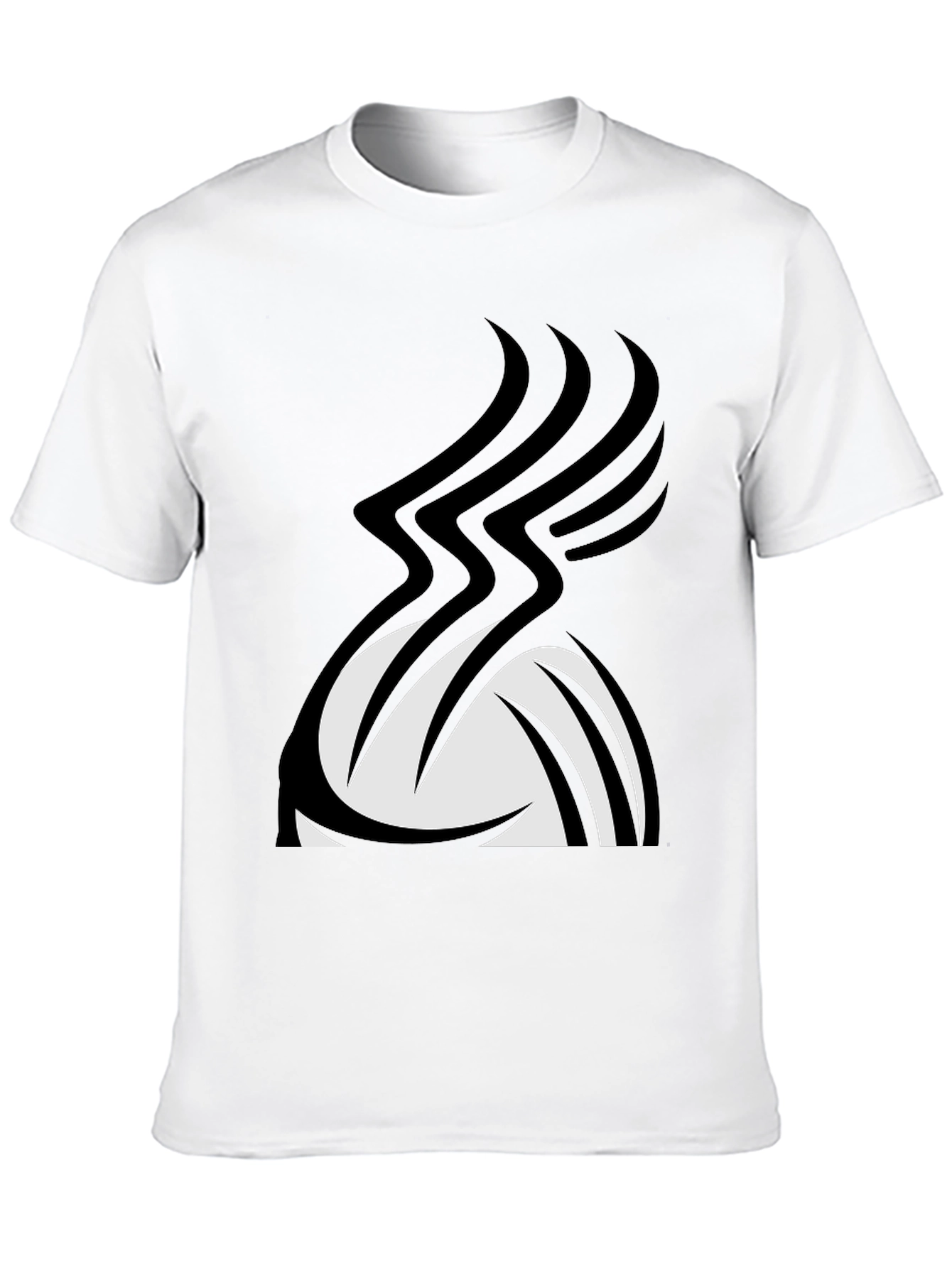 Stylish Black Graphic Tee - Abstract Volleyball Design