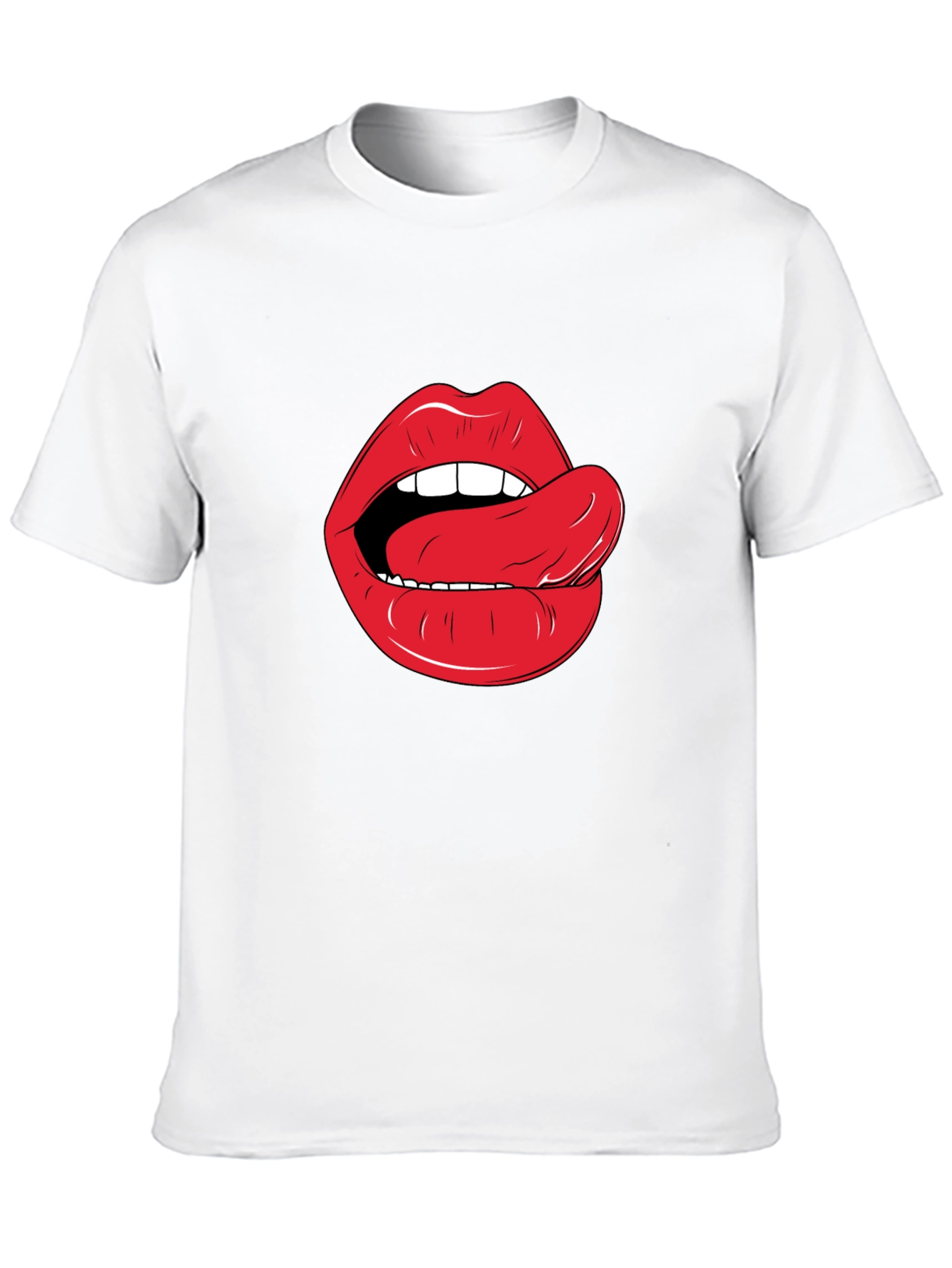 Lips & Tongue Graphic Tee - Black Cotton T-Shirt