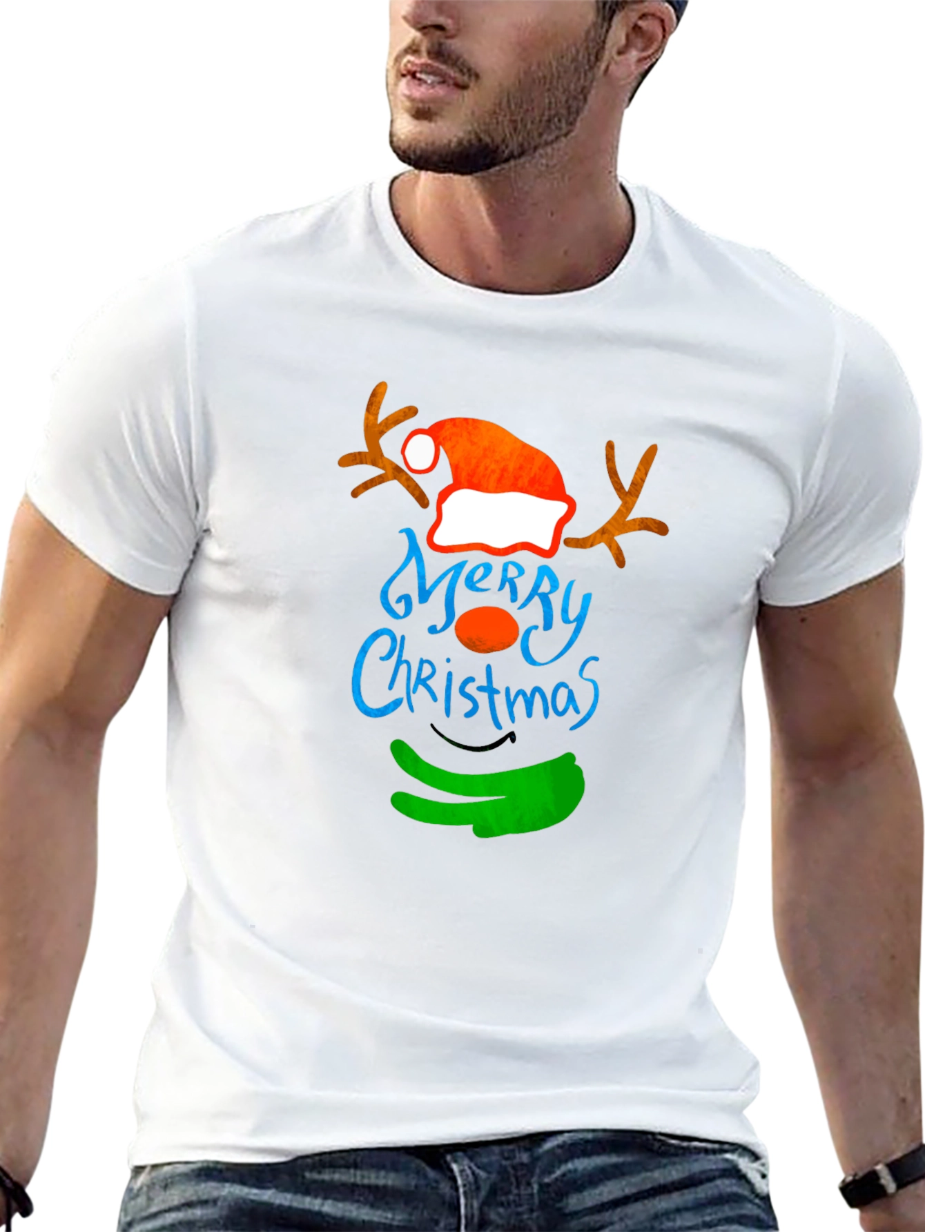 Merry Christmas T-Shirt - Reindeer Graphic Tee