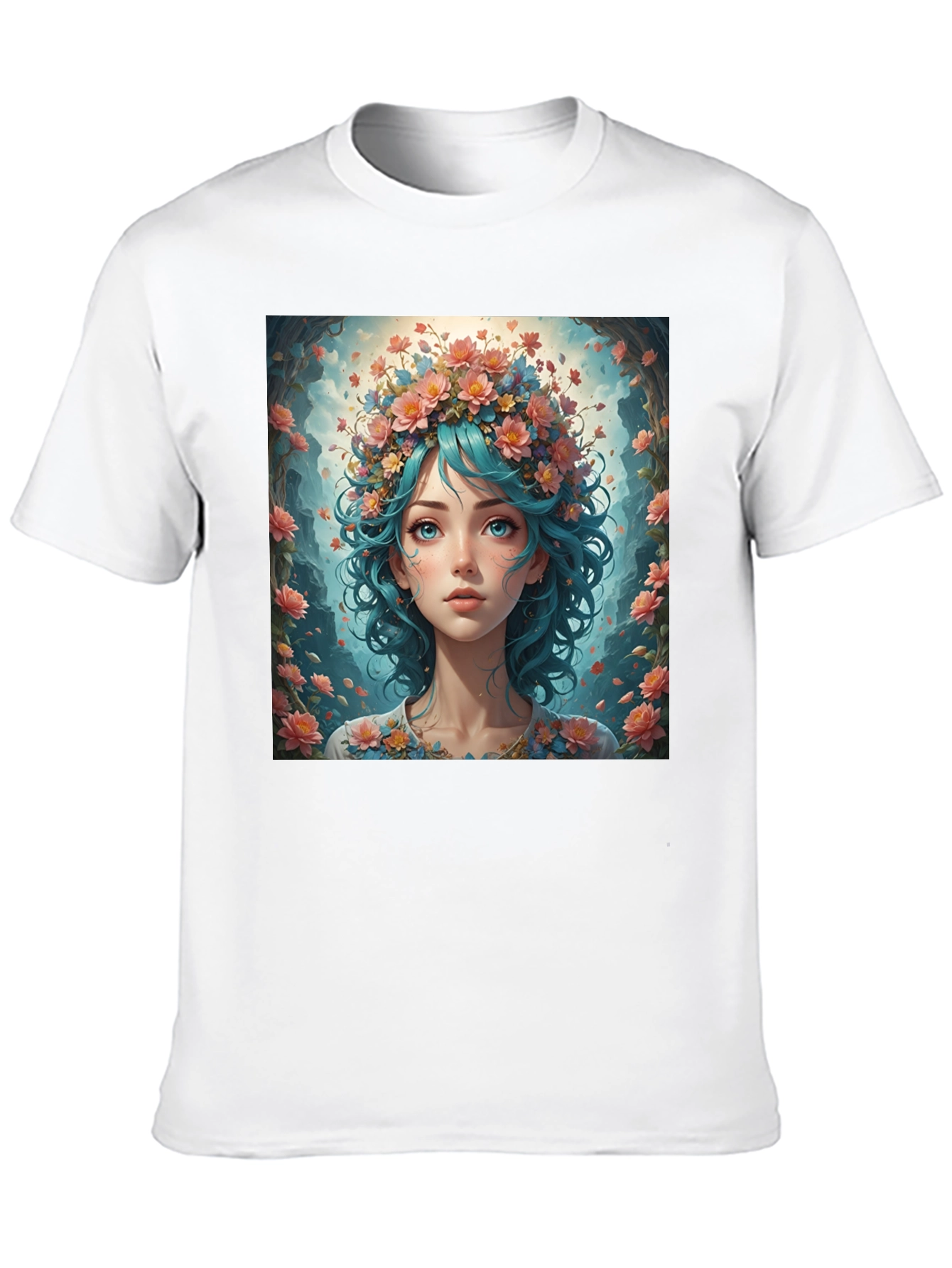Floral Maiden T-Shirt - Artistic Graphic Tee