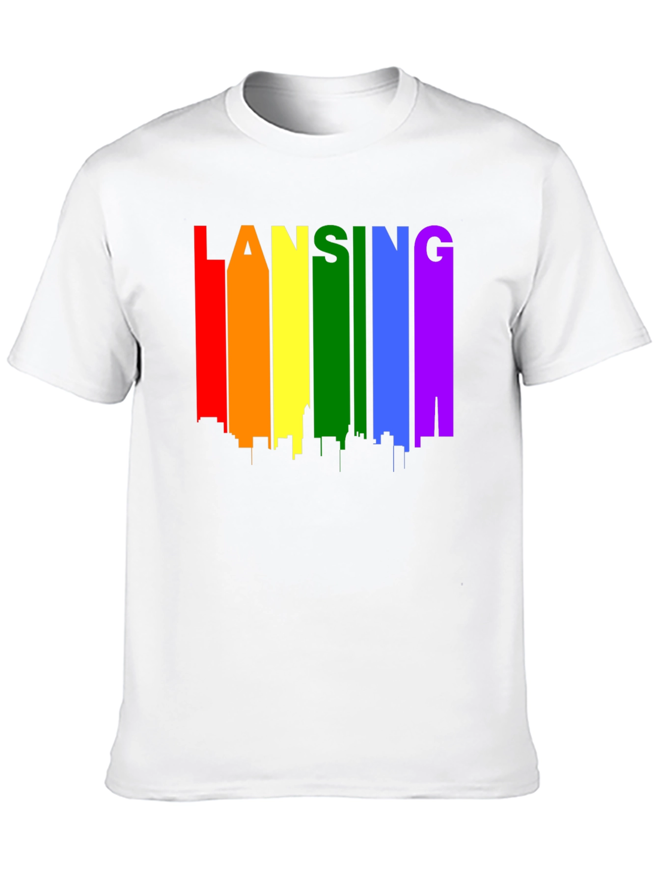 Lansing Pride T-Shirt - Rainbow Skyline