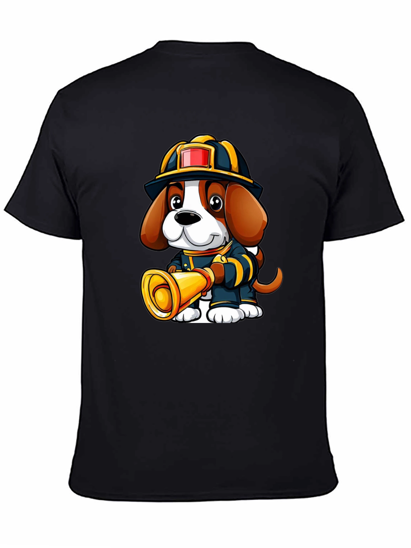 Firefighter Dog Graphic T-Shirt - Cute Cartoon Tee
