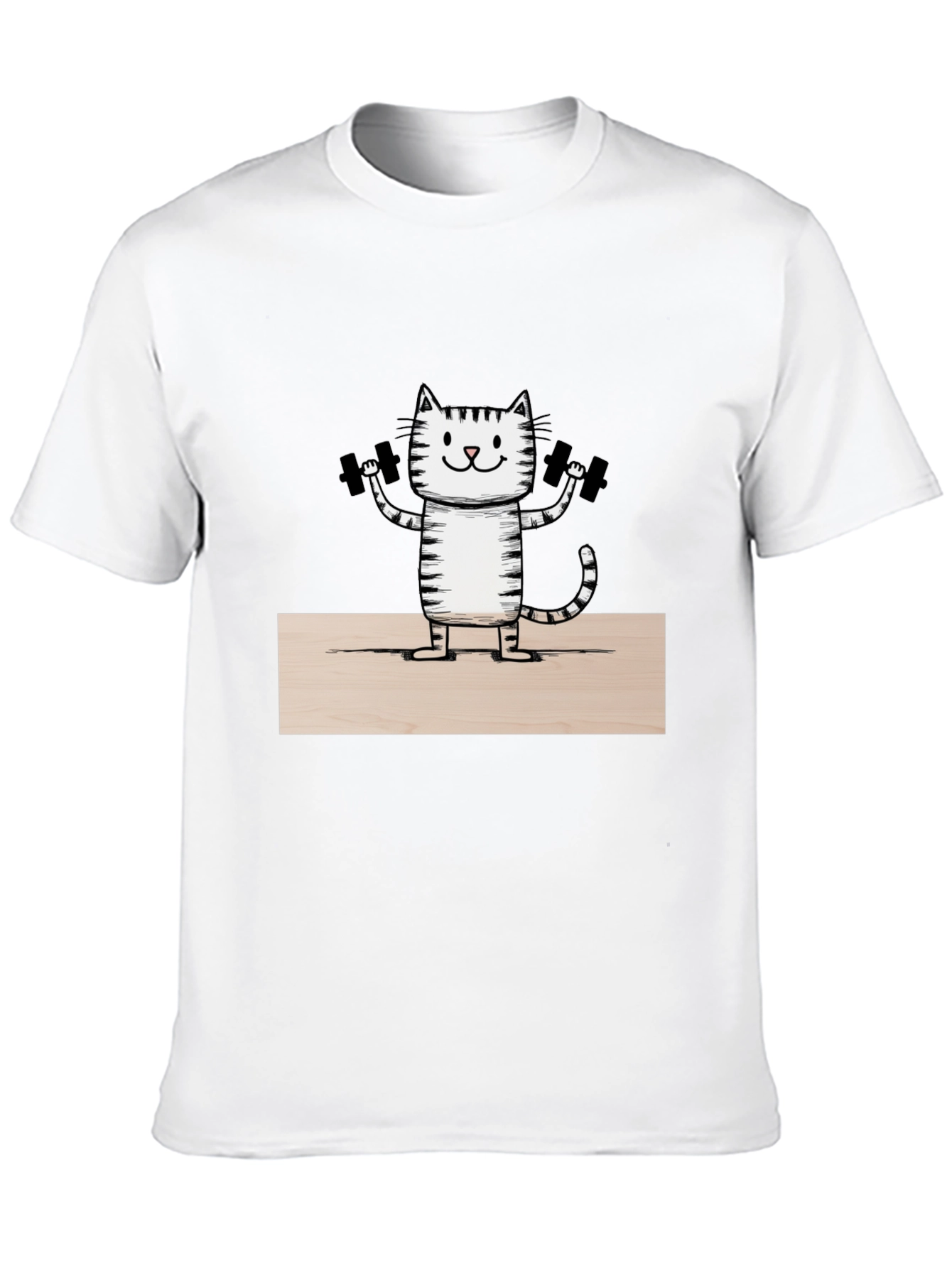 Funny Cat Lifting Weights T-Shirt - Black