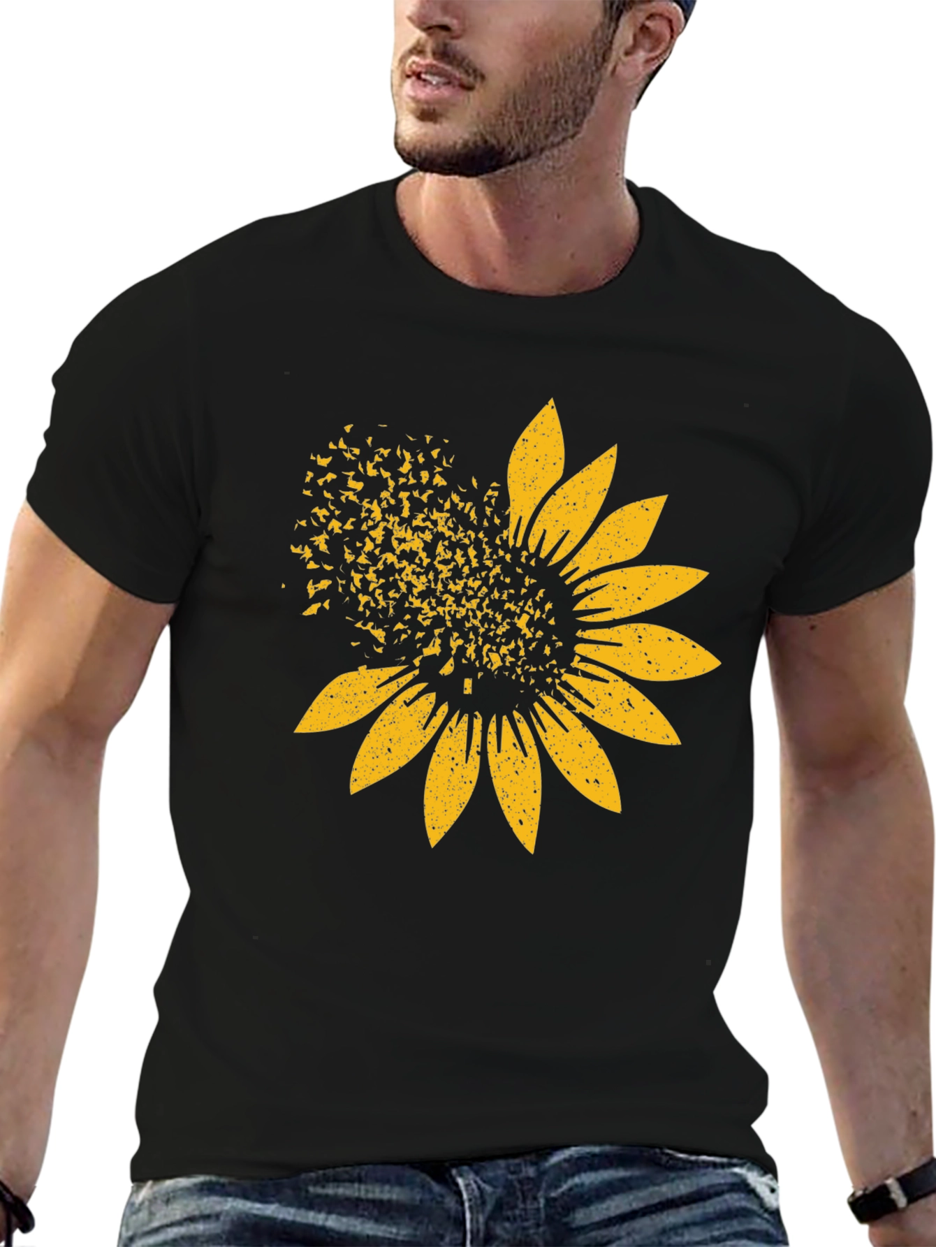 Sunflower Graphic T-Shirt - Trendy Black Tee