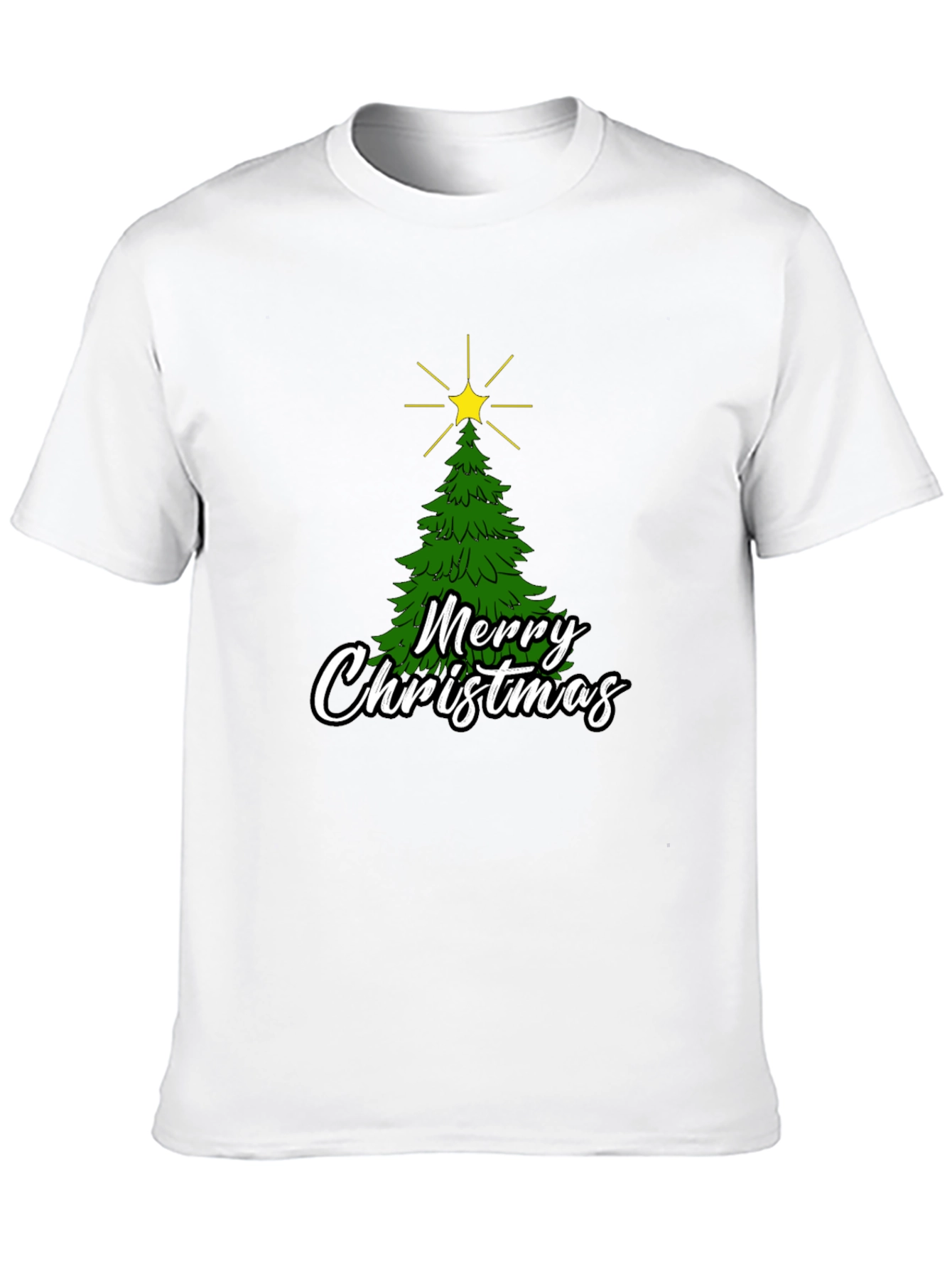 Merry Christmas Tree Graphic Black T-Shirt