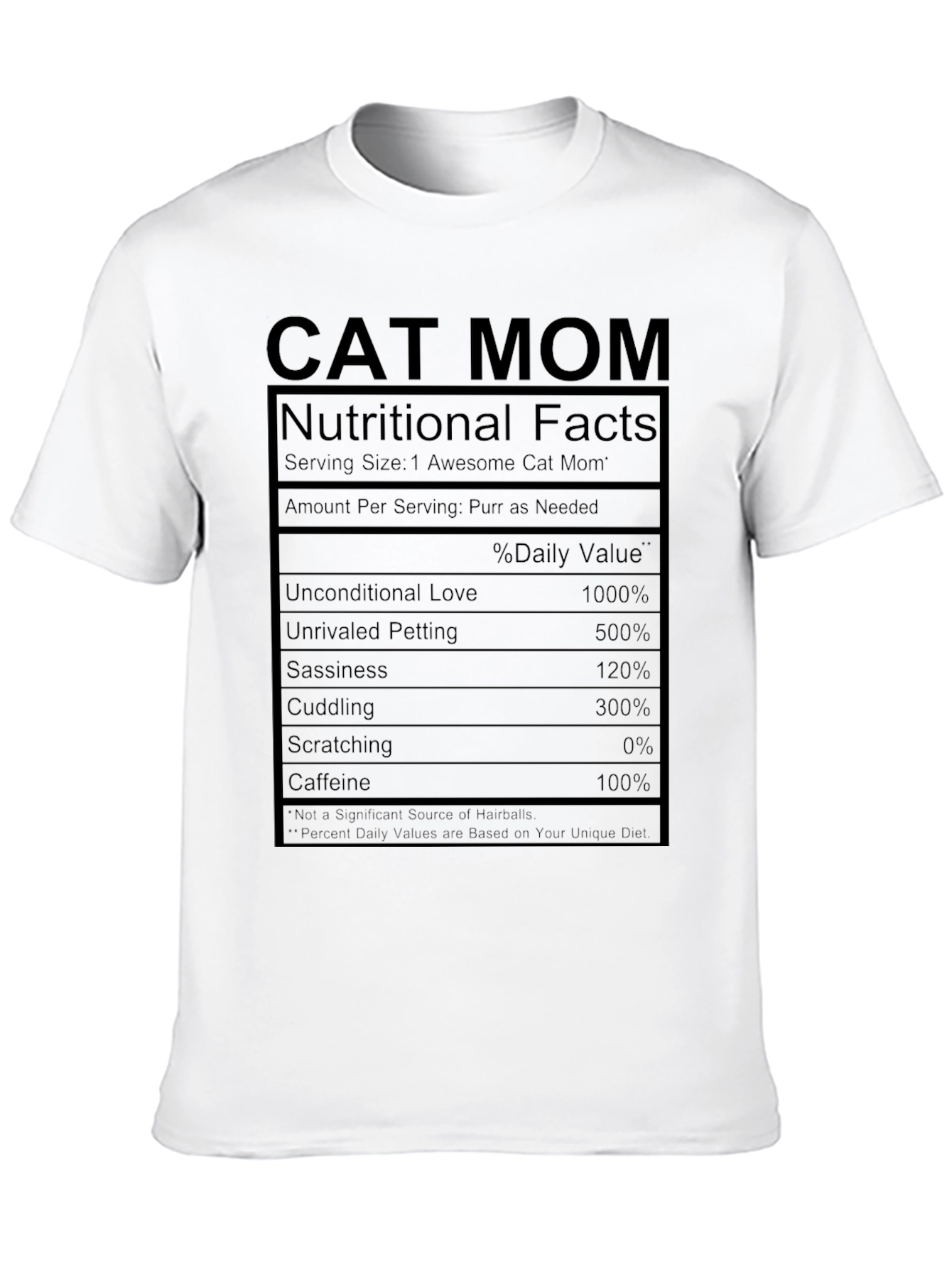 Cat Mom Nutritional Facts Black T-Shirt