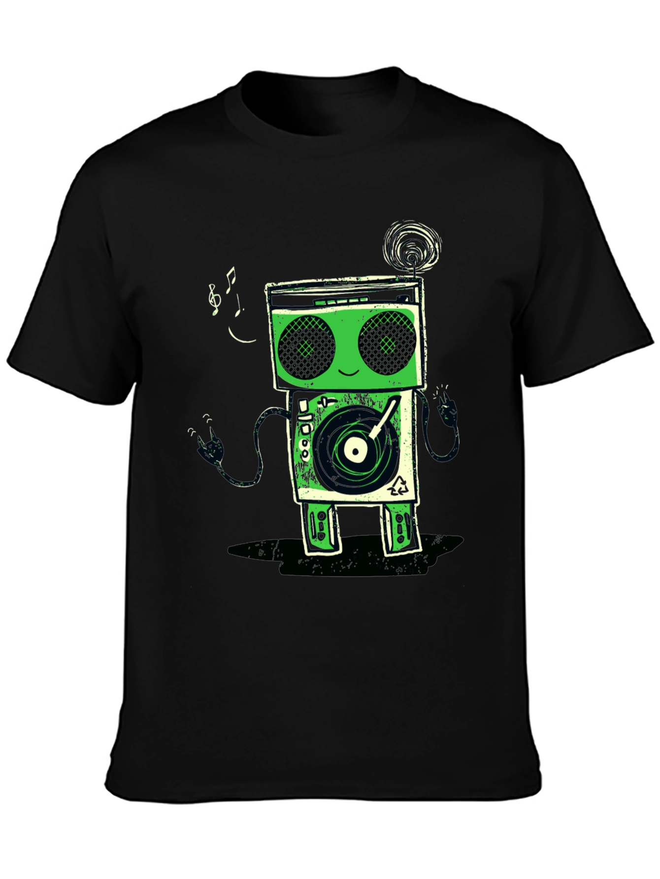 Funky Robot Turntable Black Graphic T-Shirt