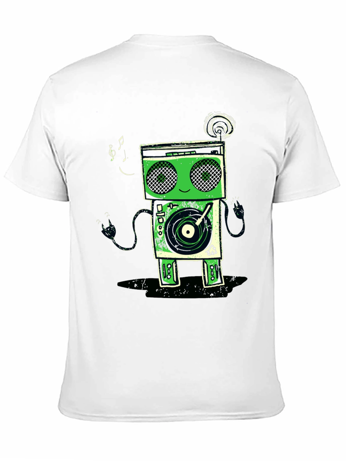 Funky Robot Turntable Black Graphic T-Shirt