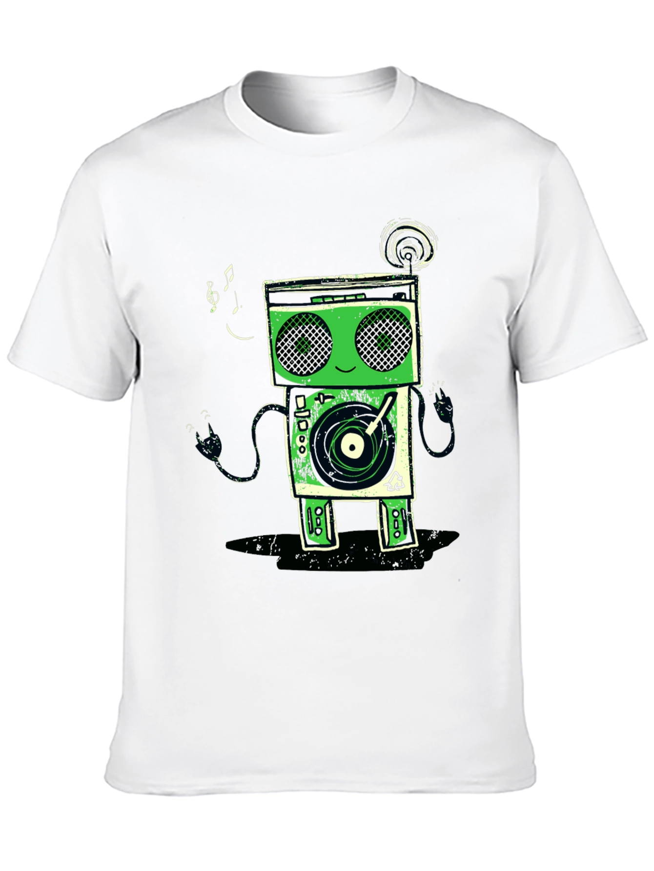 Funky Robot Turntable Black Graphic T-Shirt