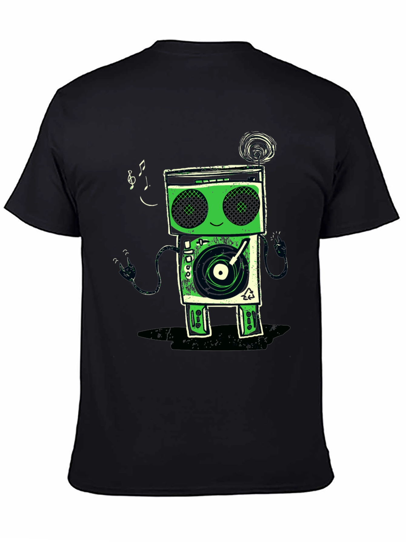 Funky Robot Turntable Black Graphic T-Shirt