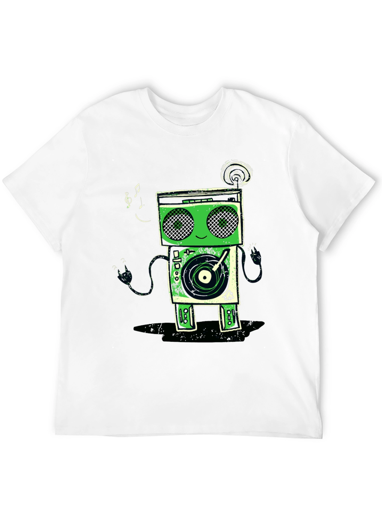 Funky Robot Turntable Black Graphic T-Shirt