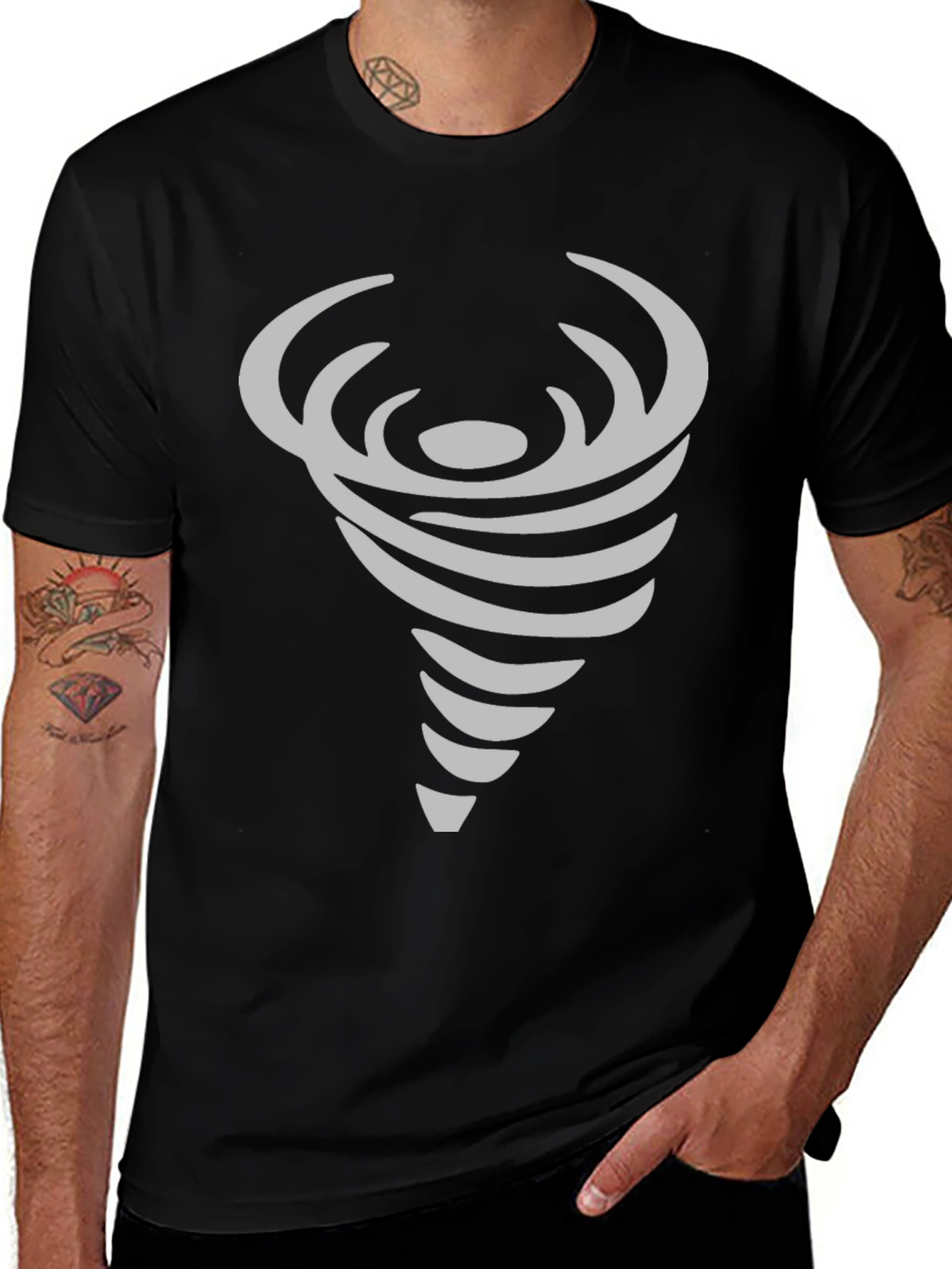 Abstract Tornado Graphic Print Crew Neck T-Shirt