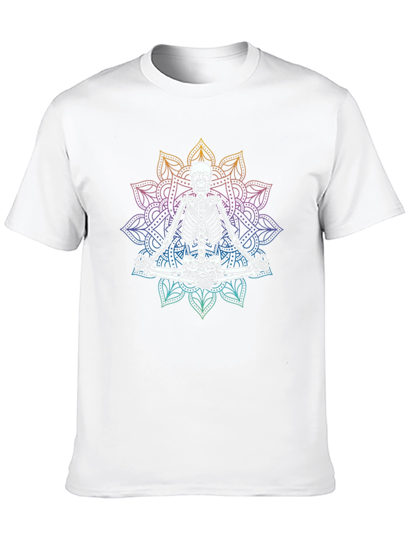Meditating Skeleton Mandala T-Shirt - Gothic Yoga Tee