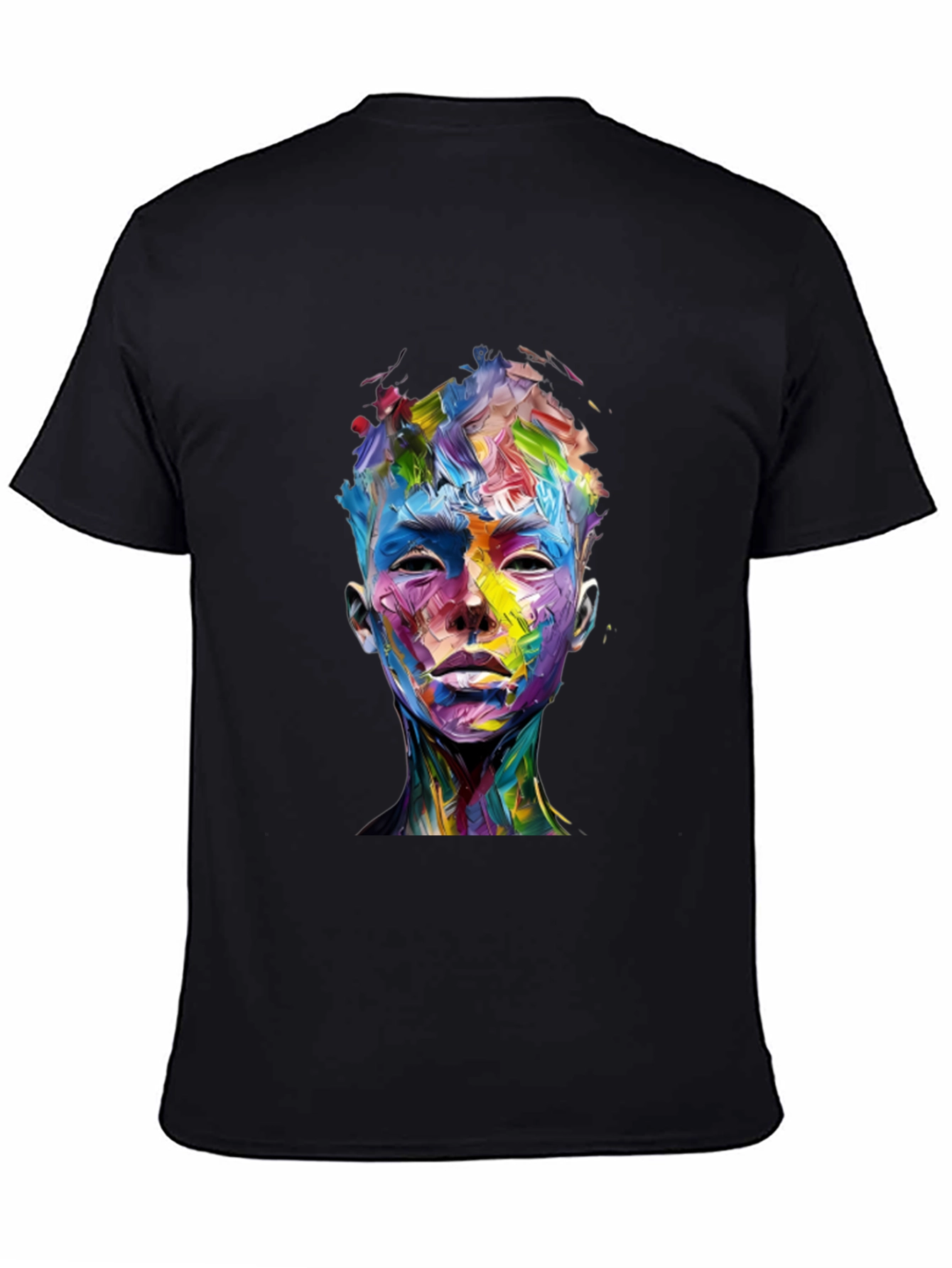 Abstract Art Face Graphic Black T-Shirt
