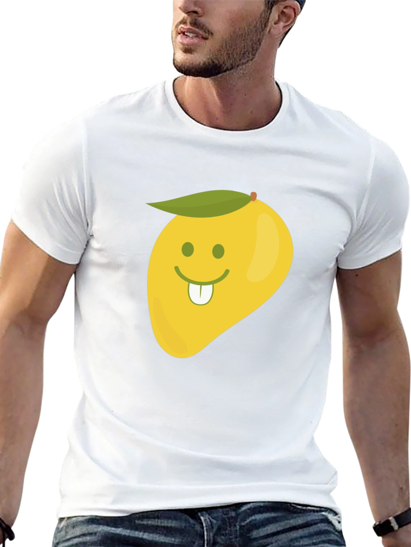 Funny Mango Face Graphic Black T-Shirt