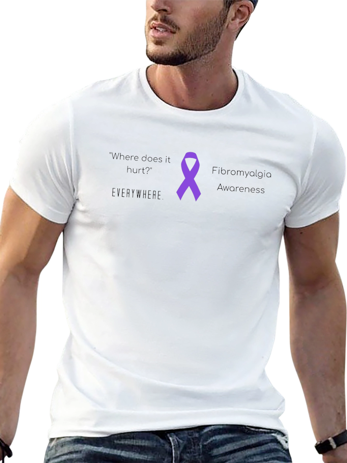 Fibromyalgia Awareness T-Shirt - Where Does it Hurt? Everywhere