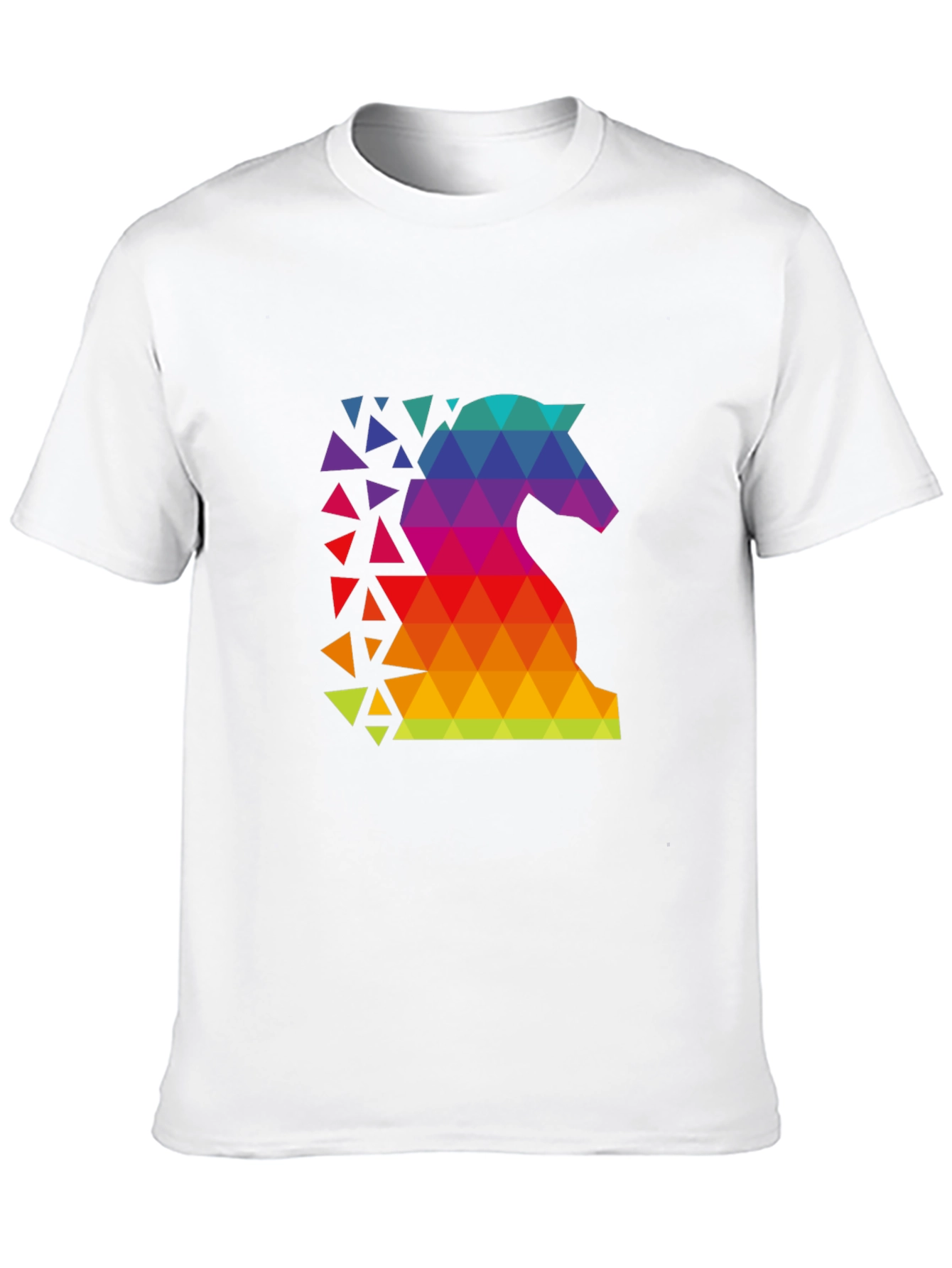 Geometric Rainbow Knight Graphic Tee - Chess Lover Shirt