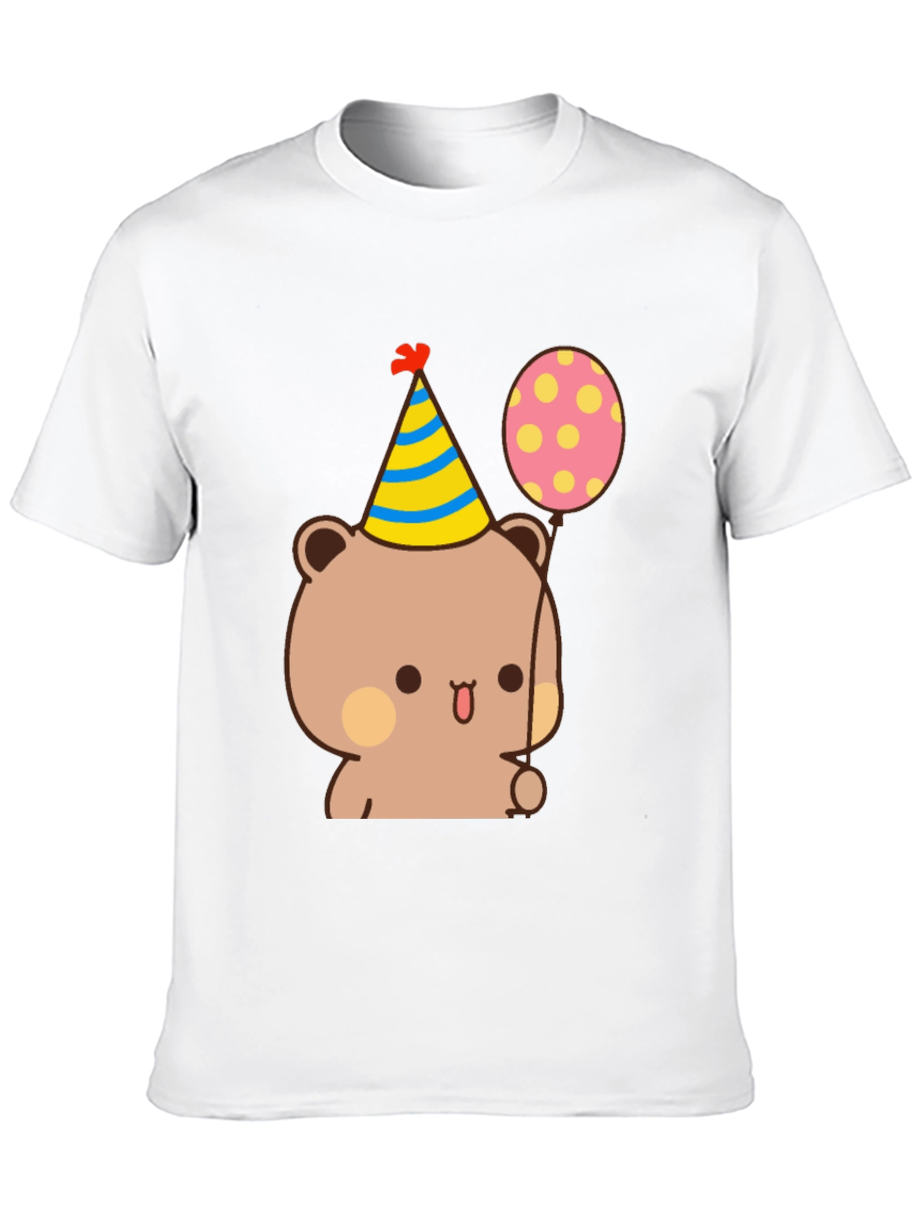 Cute Bear Birthday Tee - Black Cotton T-Shirt