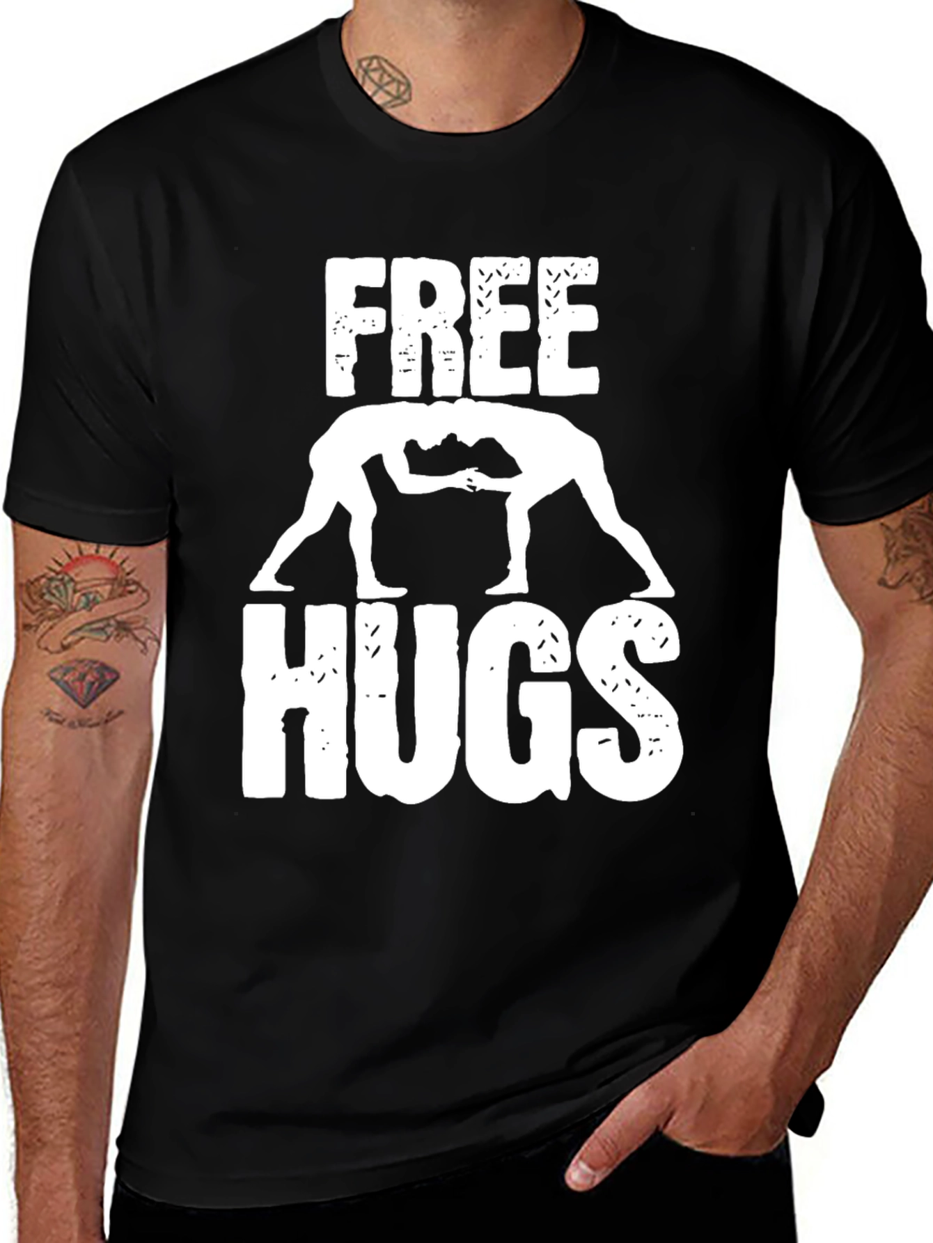 Free Hugs Wrestling Graphic T-Shirt