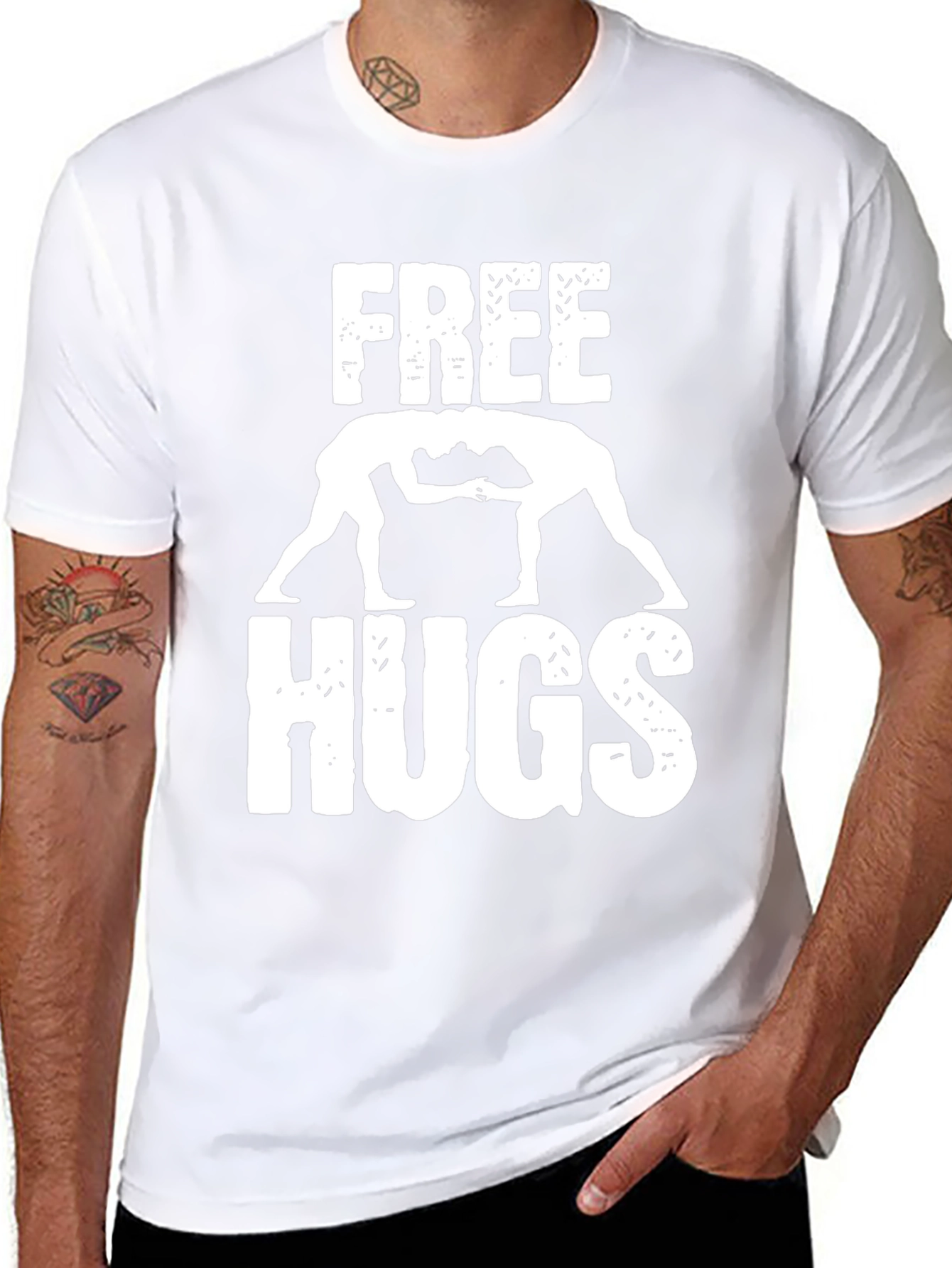 Free Hugs Wrestling Graphic T-Shirt