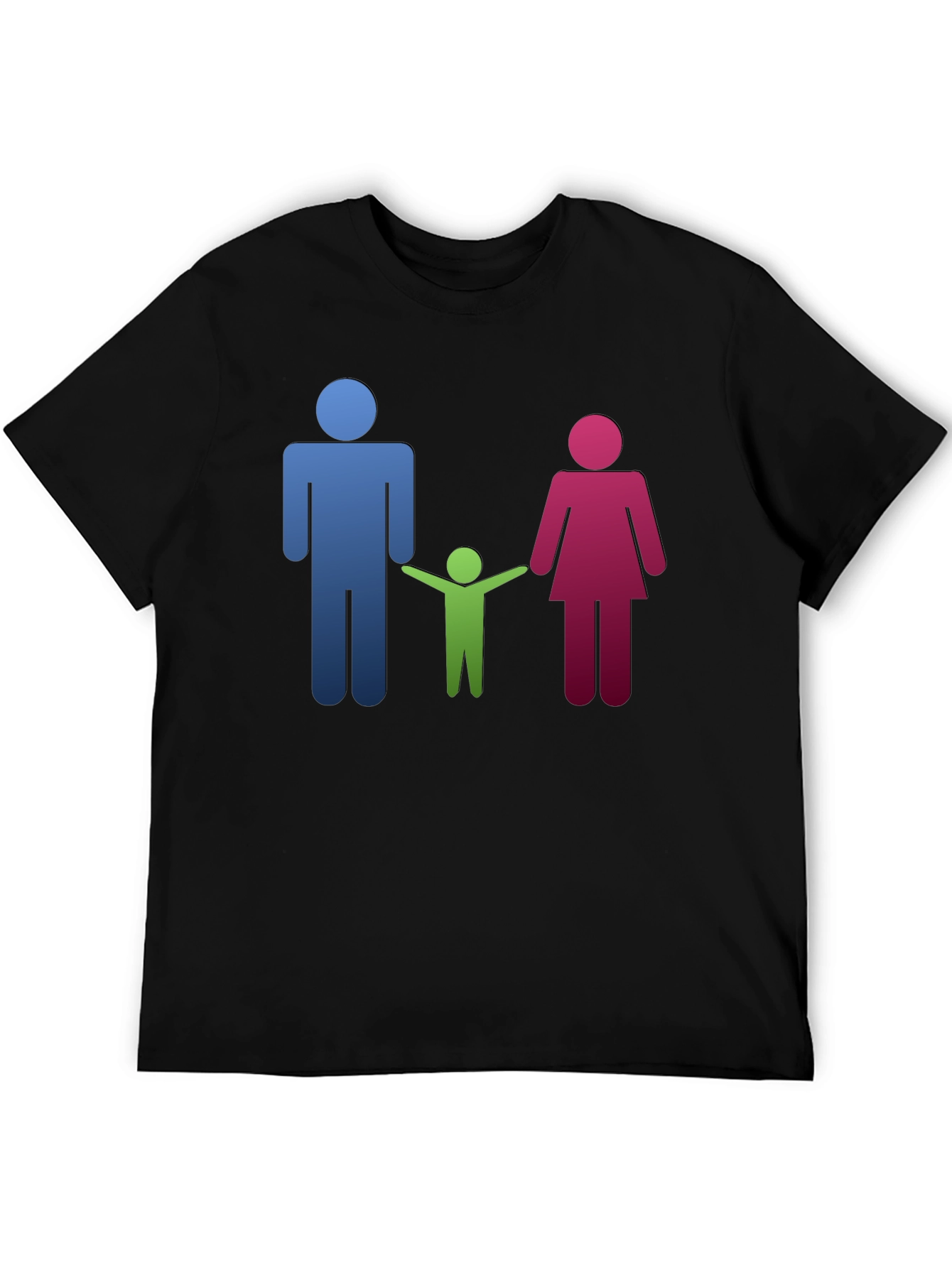 Family Stick Figure Black T-Shirt