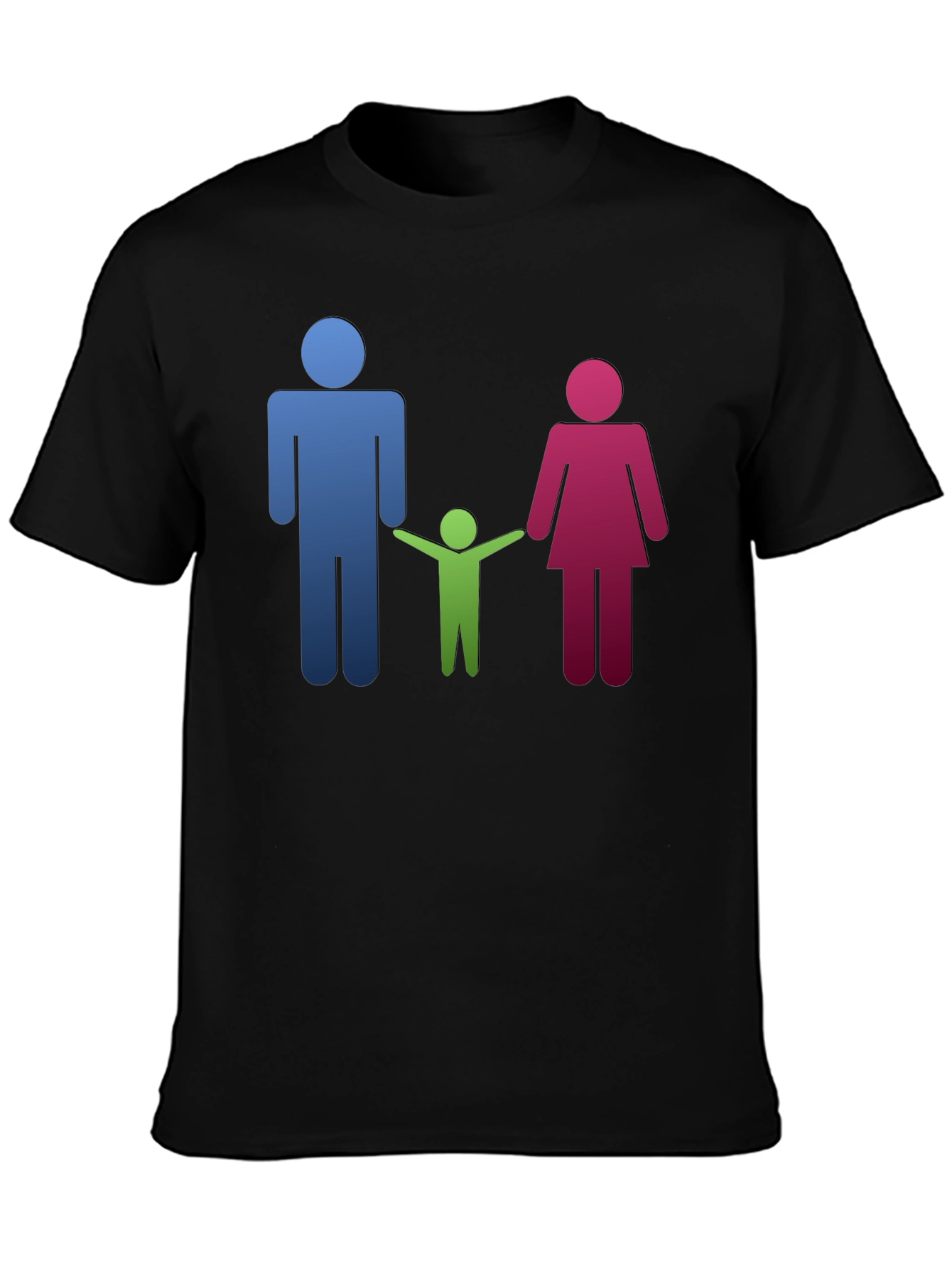 Family Stick Figure Black T-Shirt