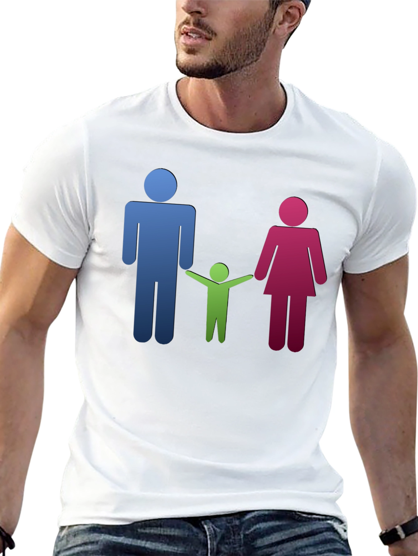 Family Stick Figure Black T-Shirt