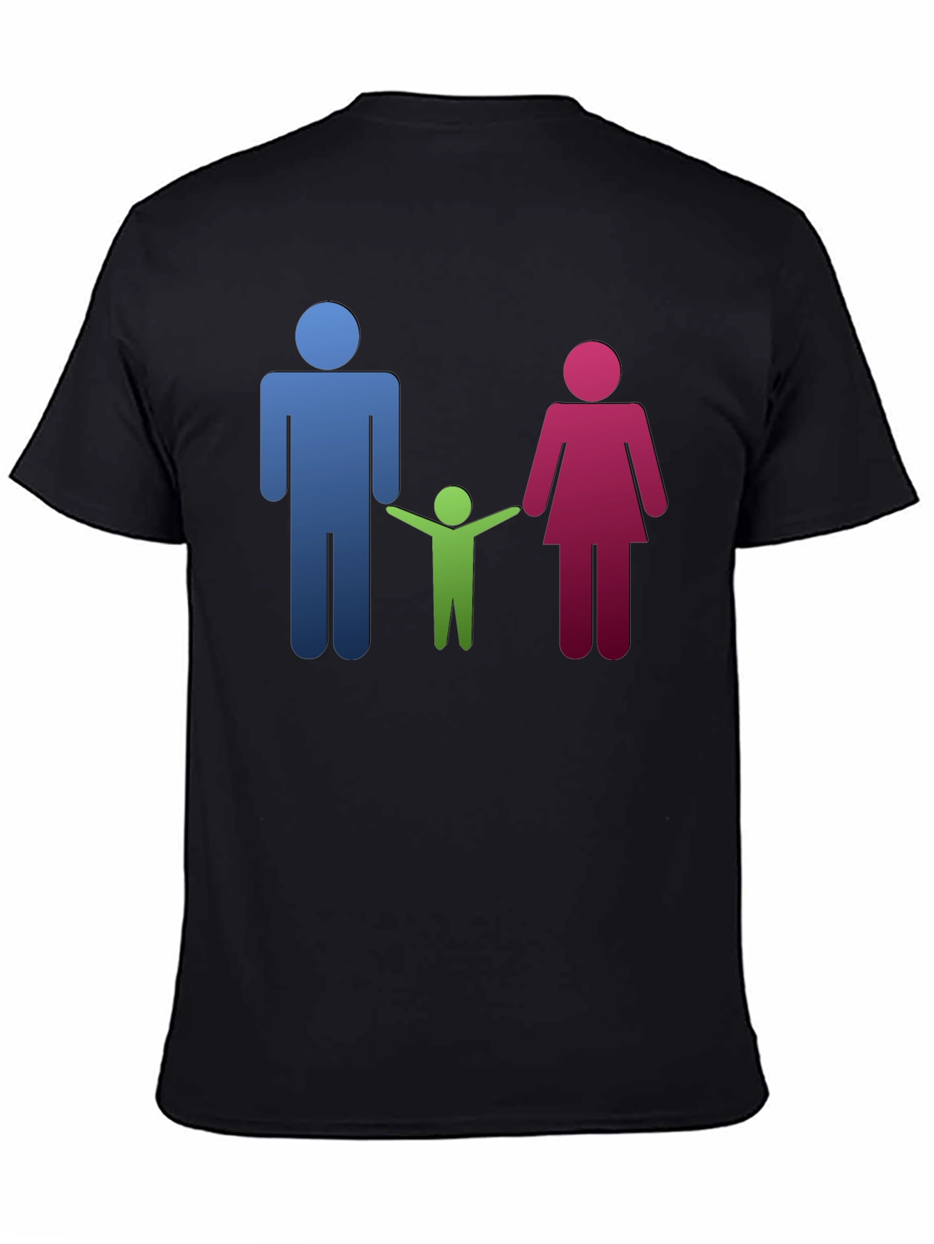 Family Stick Figure Black T-Shirt
