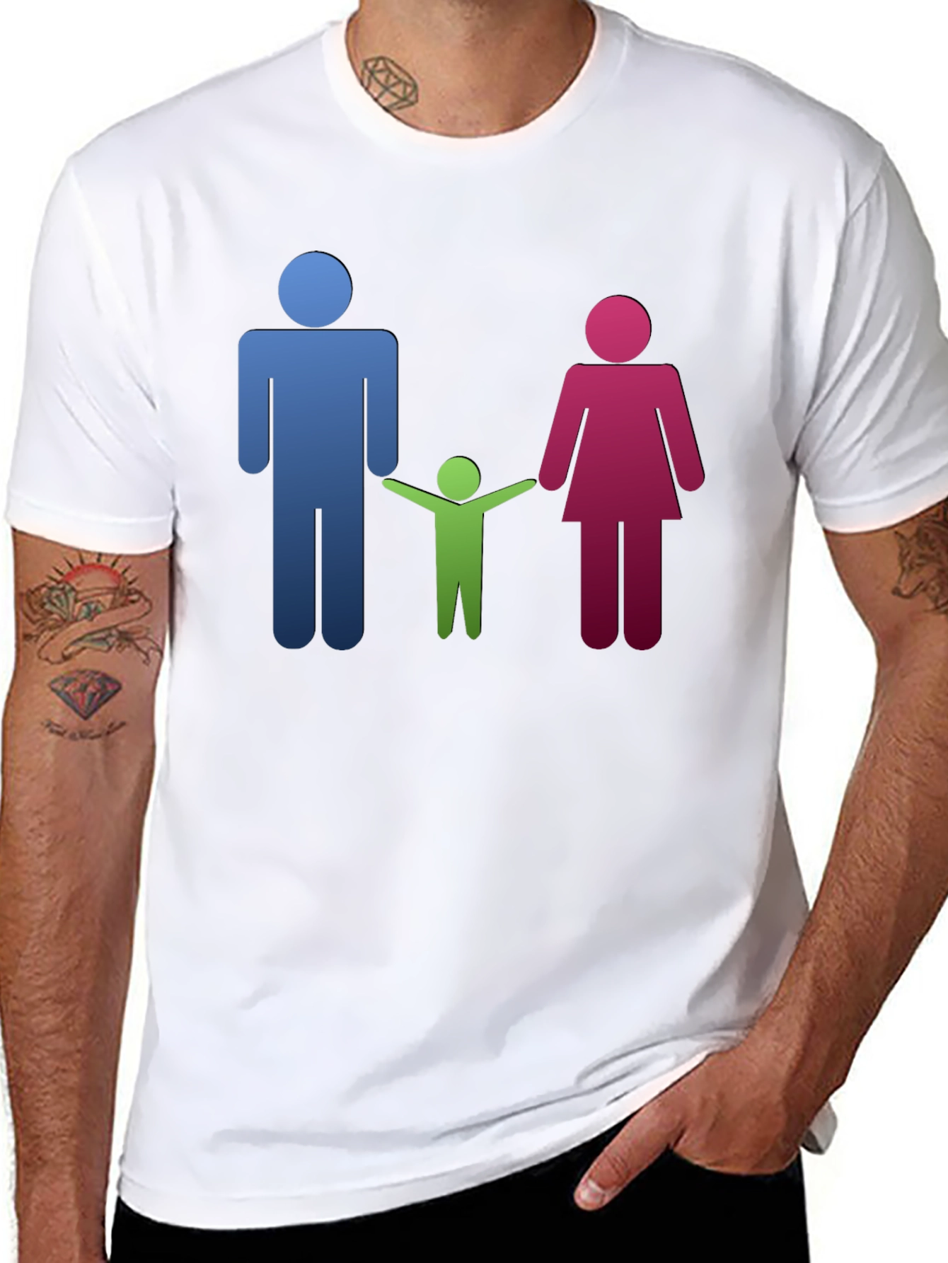 Family Stick Figure Black T-Shirt