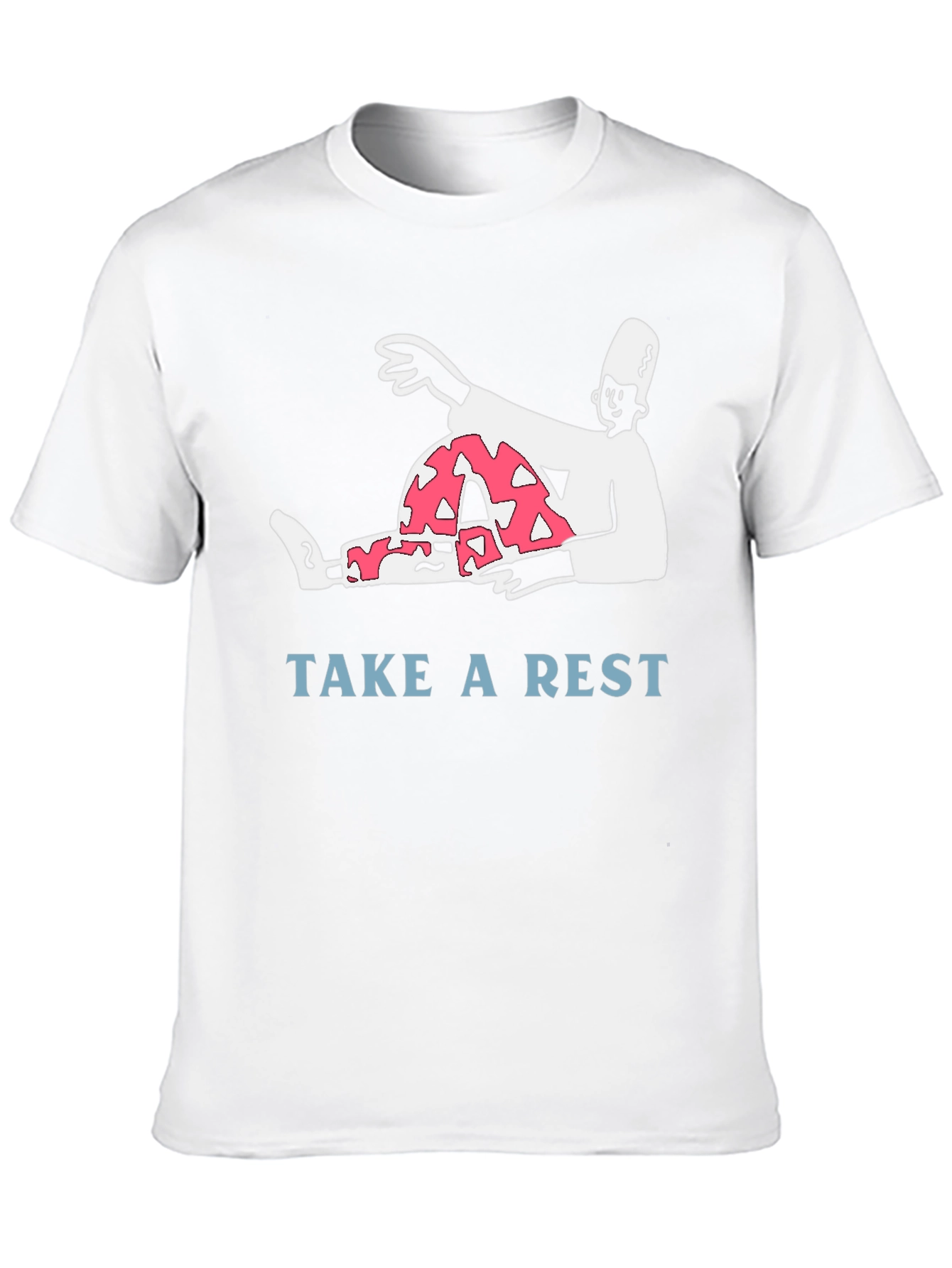 Relaxed Cartoon Graphic Tee - Take a Rest T-Shirt