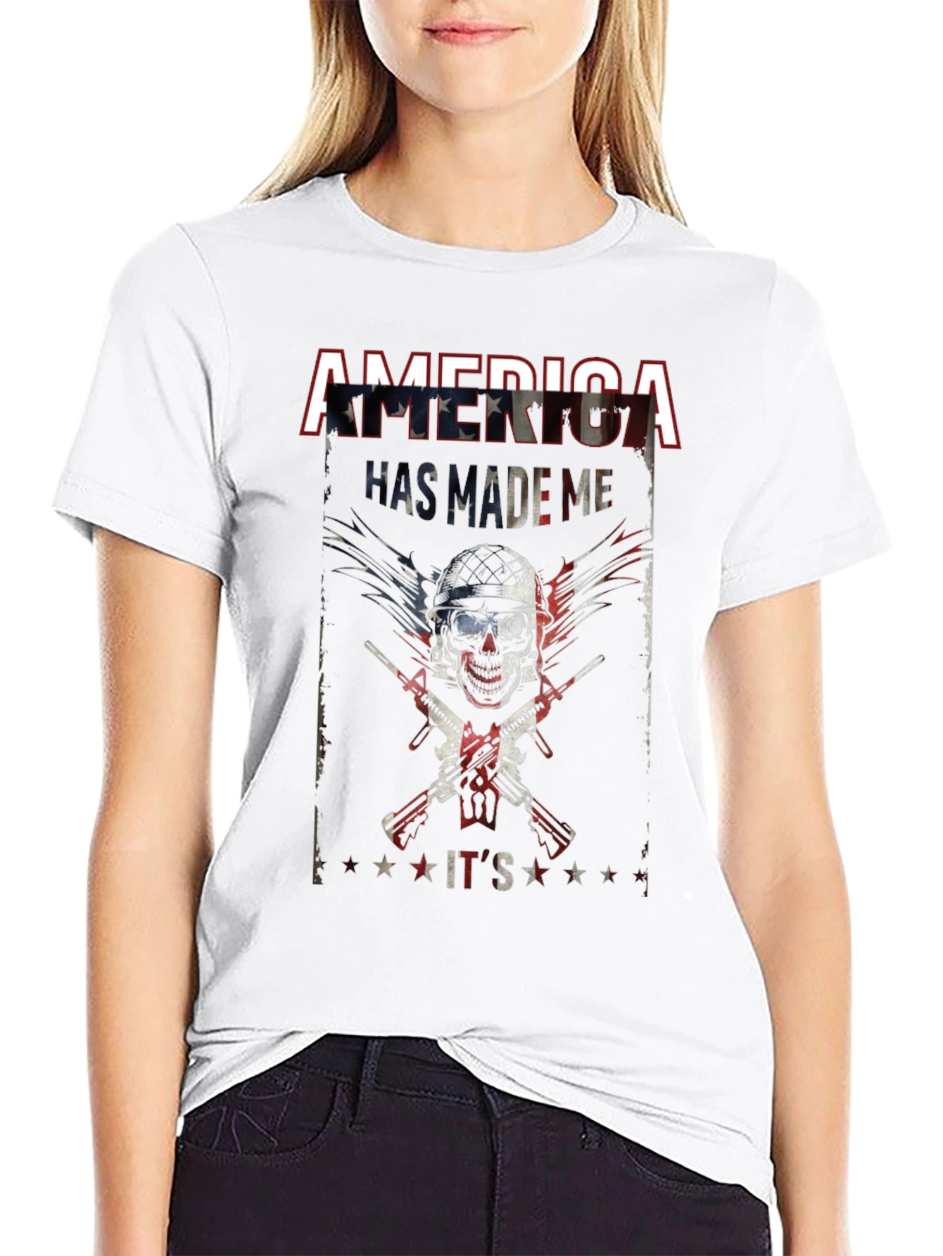 America Made Me Skull Graphic T-Shirt