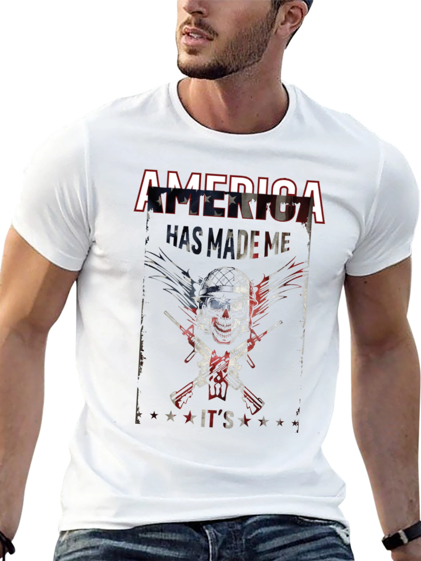 America Made Me Skull Graphic T-Shirt