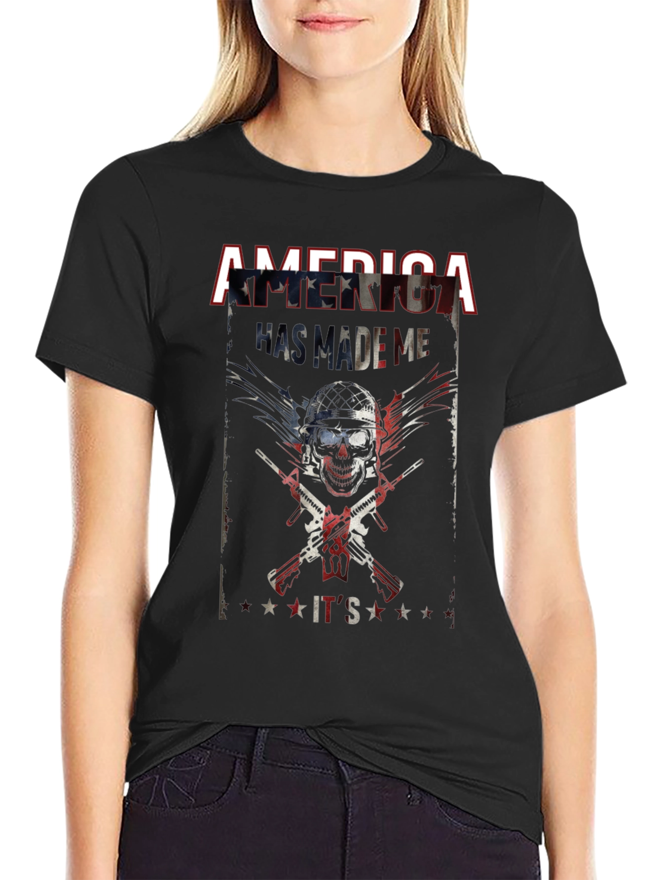 America Made Me Skull Graphic T-Shirt