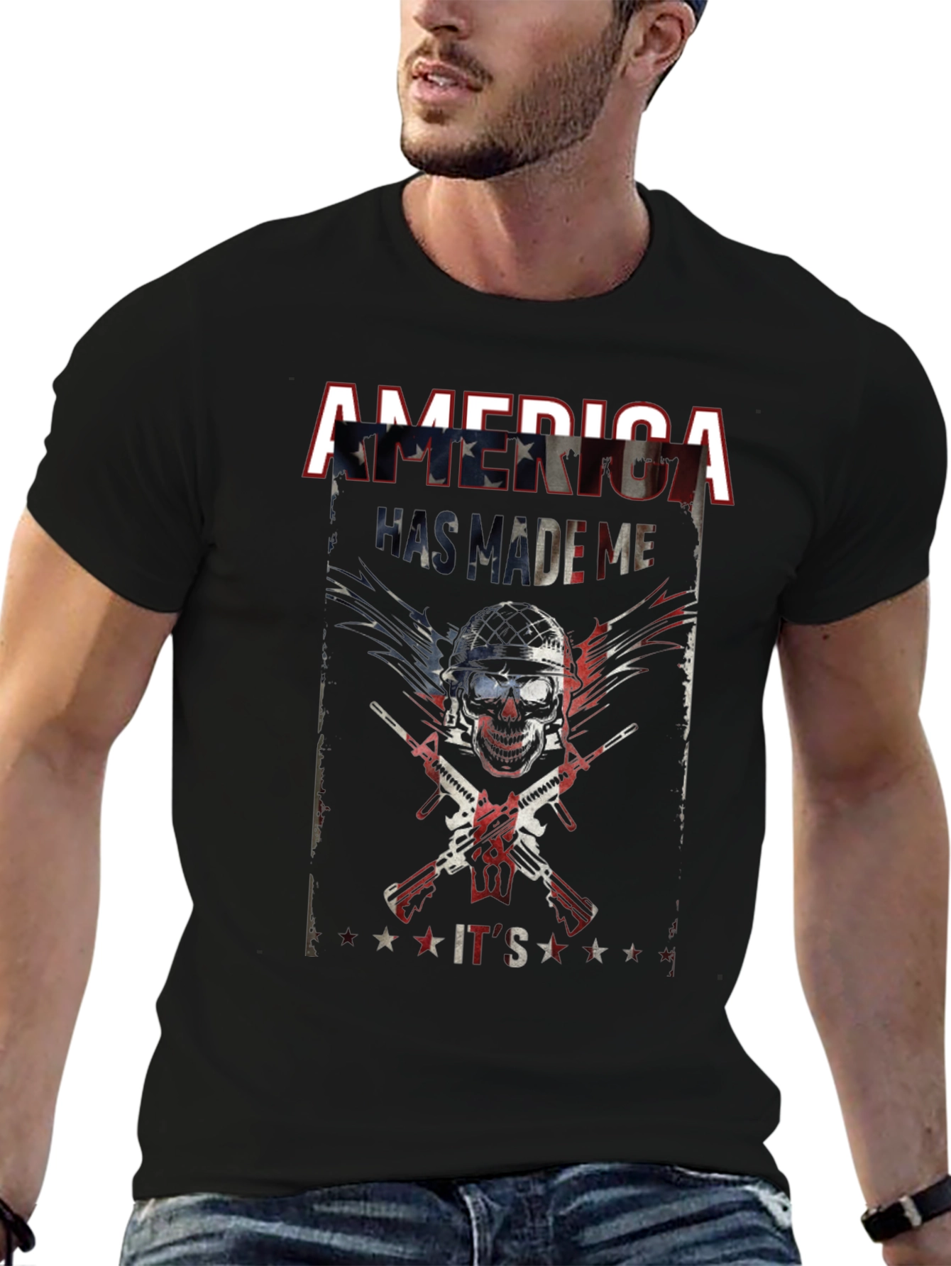 America Made Me Skull Graphic T-Shirt
