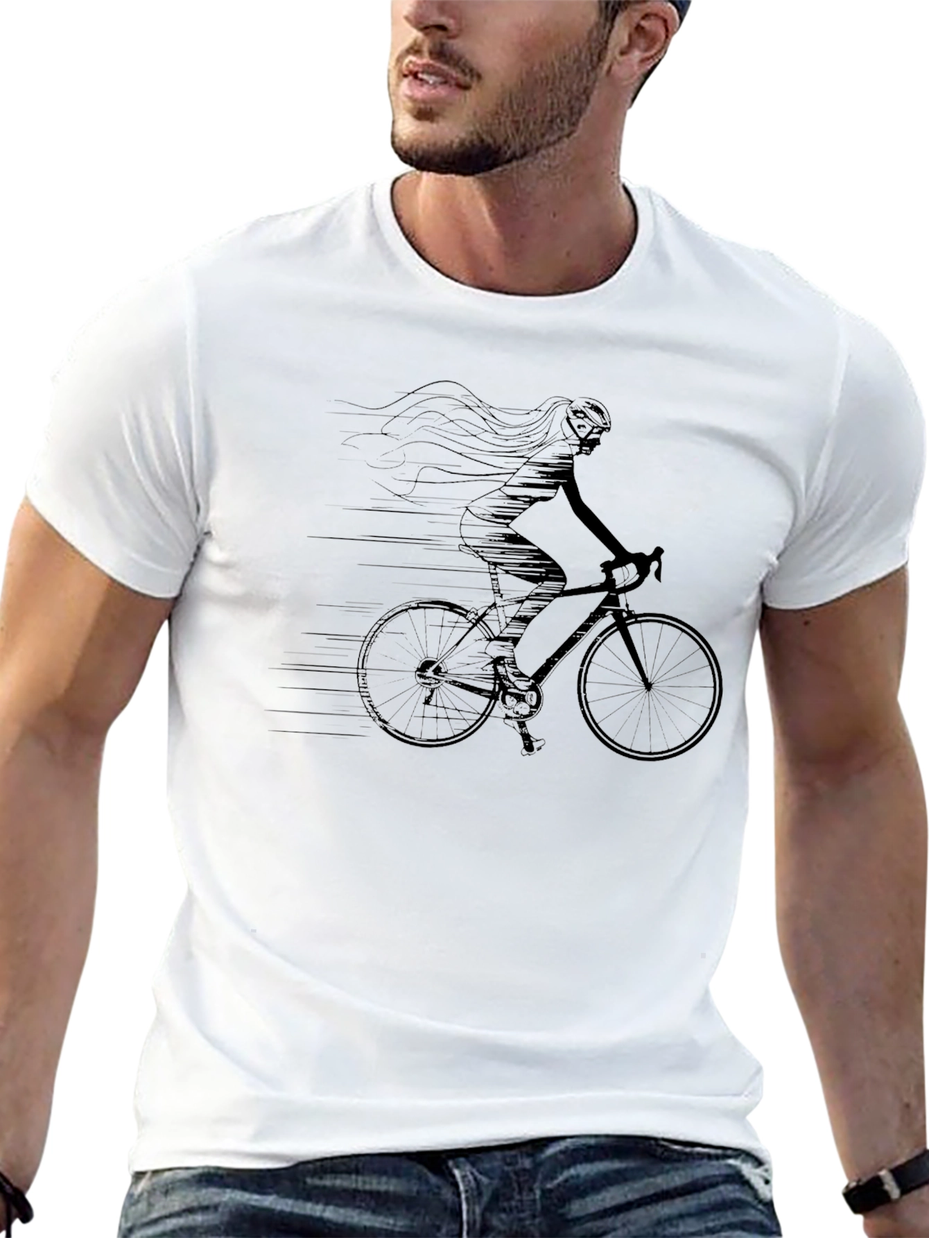 Women Cyclist Graphic Tee - Black T-Shirt