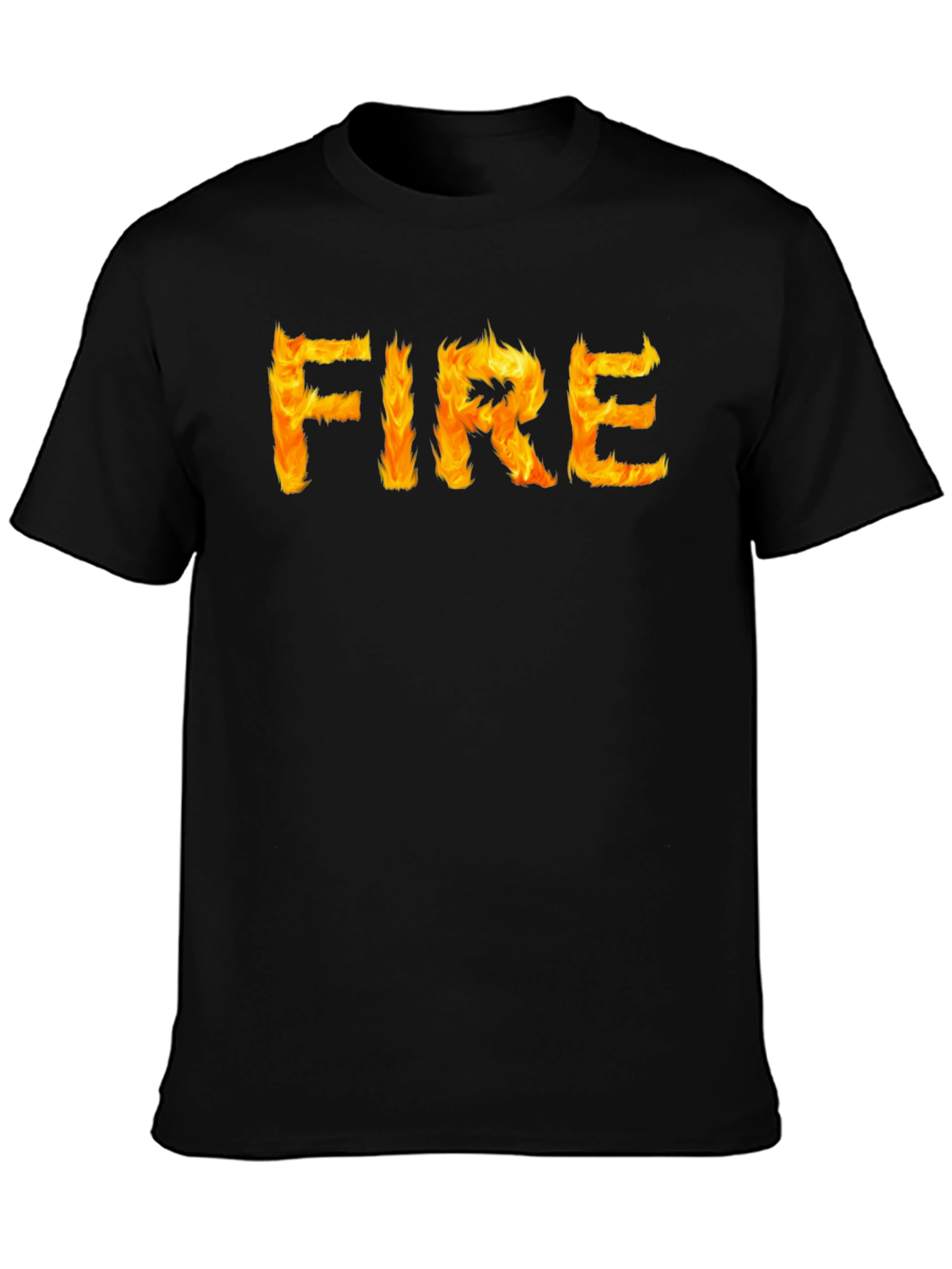 Fiery Graphic Tee - Black Cotton T-Shirt