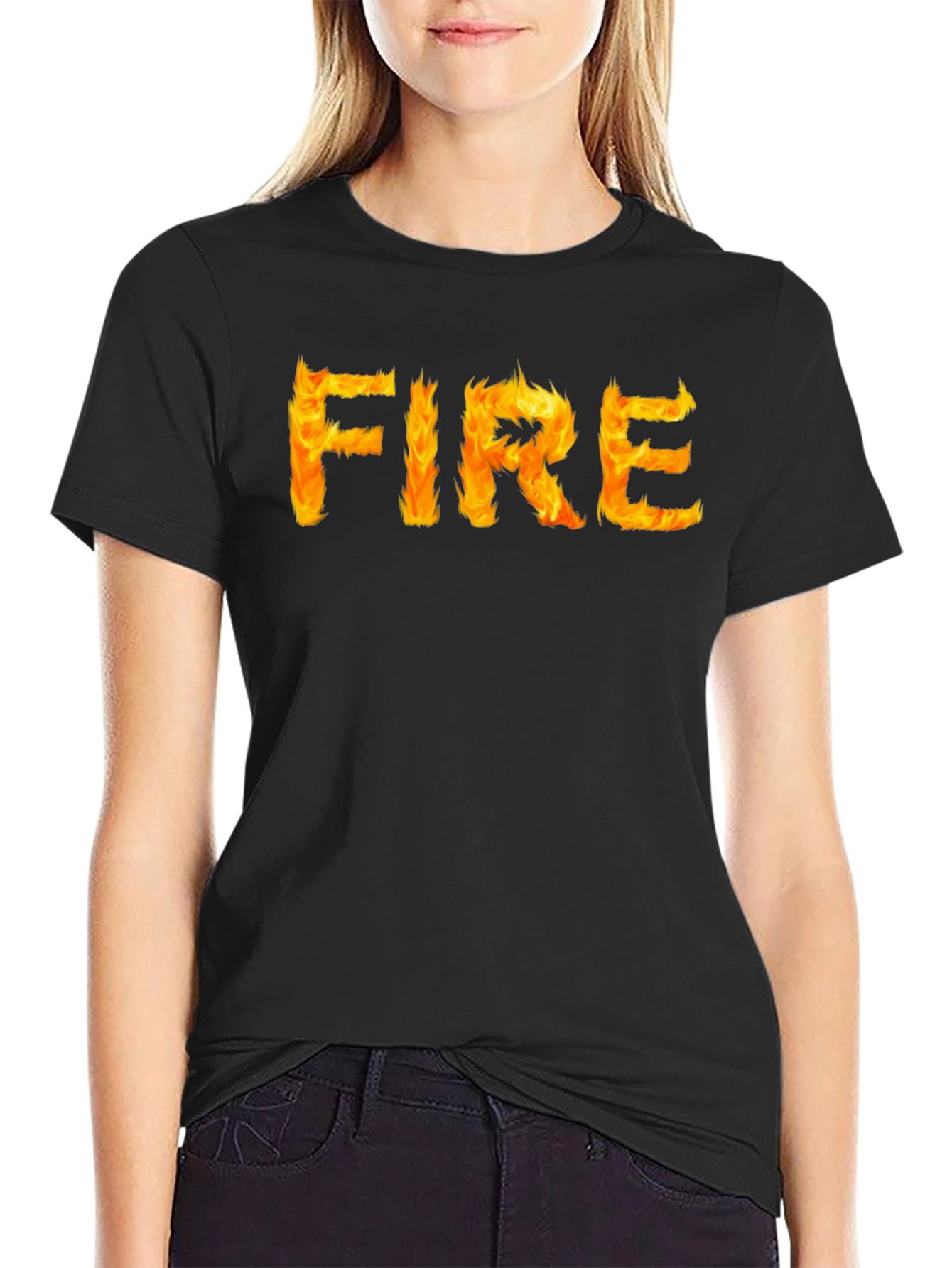 Fiery Graphic Tee - Black Cotton T-Shirt