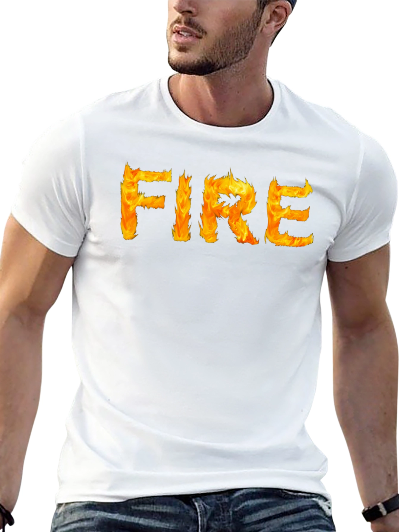Fiery Graphic Tee - Black Cotton T-Shirt