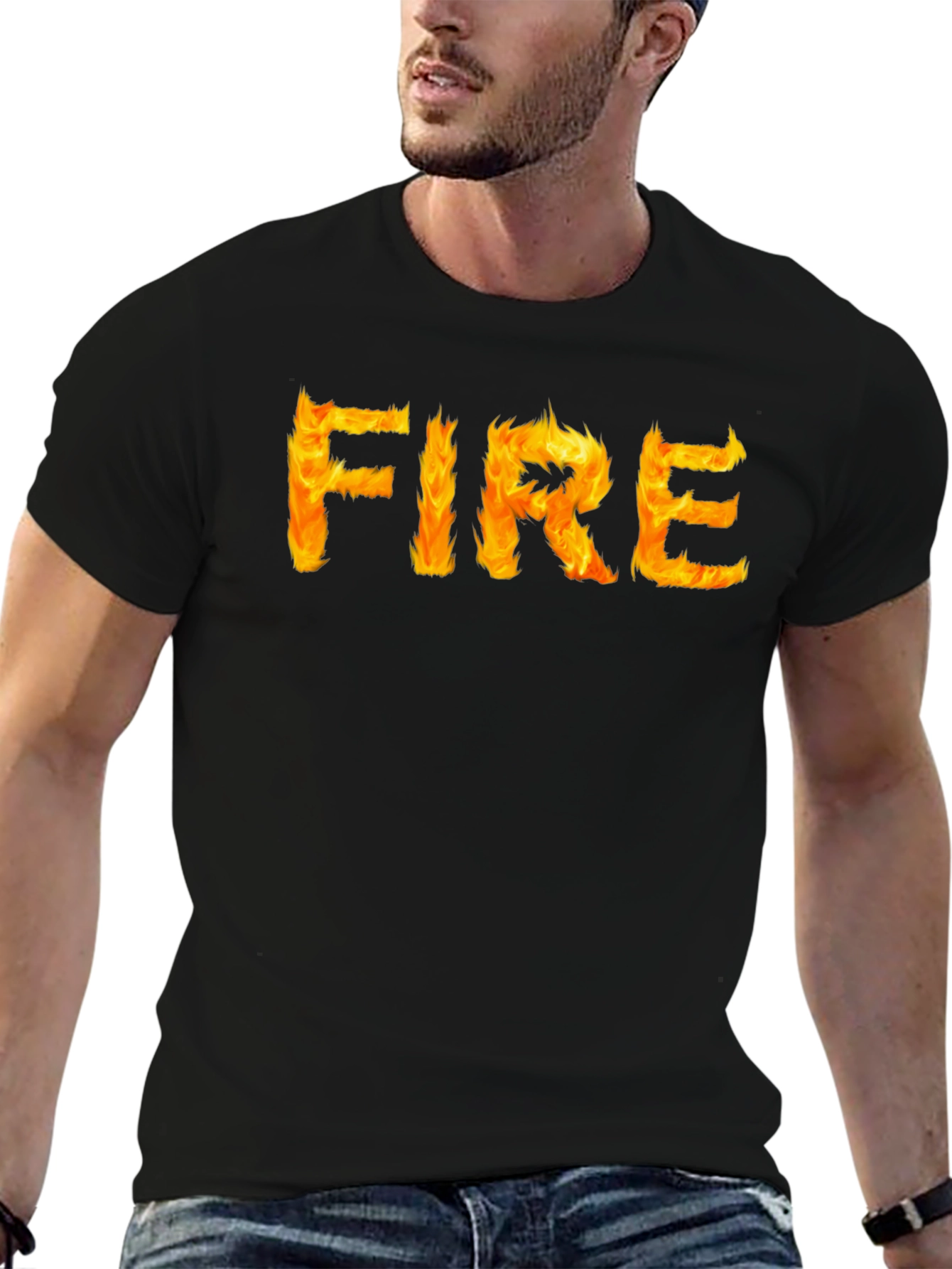 Fiery Graphic Tee - Black Cotton T-Shirt