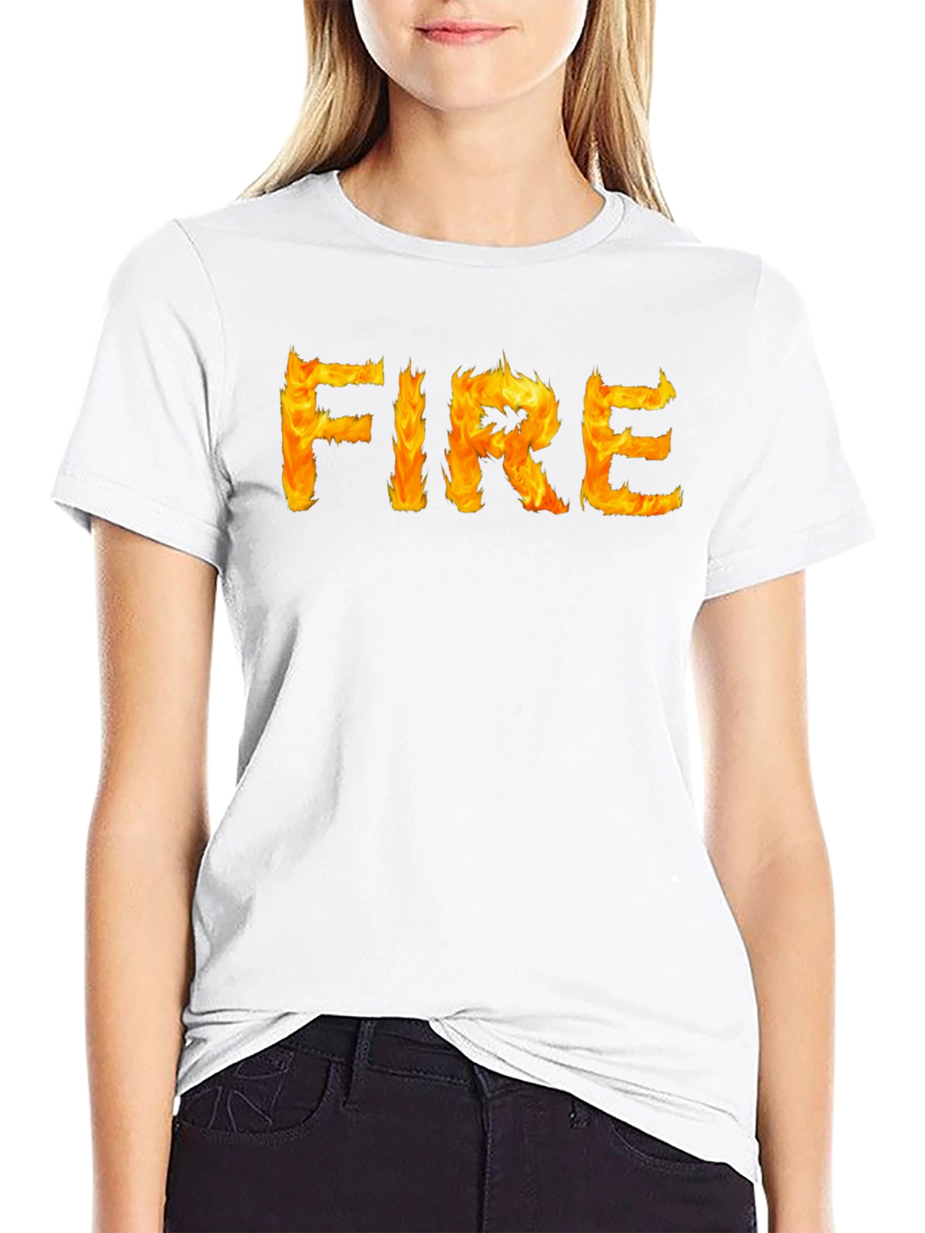 Fiery Graphic Tee - Black Cotton T-Shirt