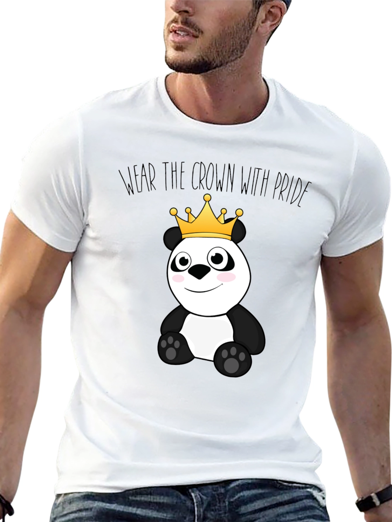 Cute Panda Bear Crown Graphic T-Shirt