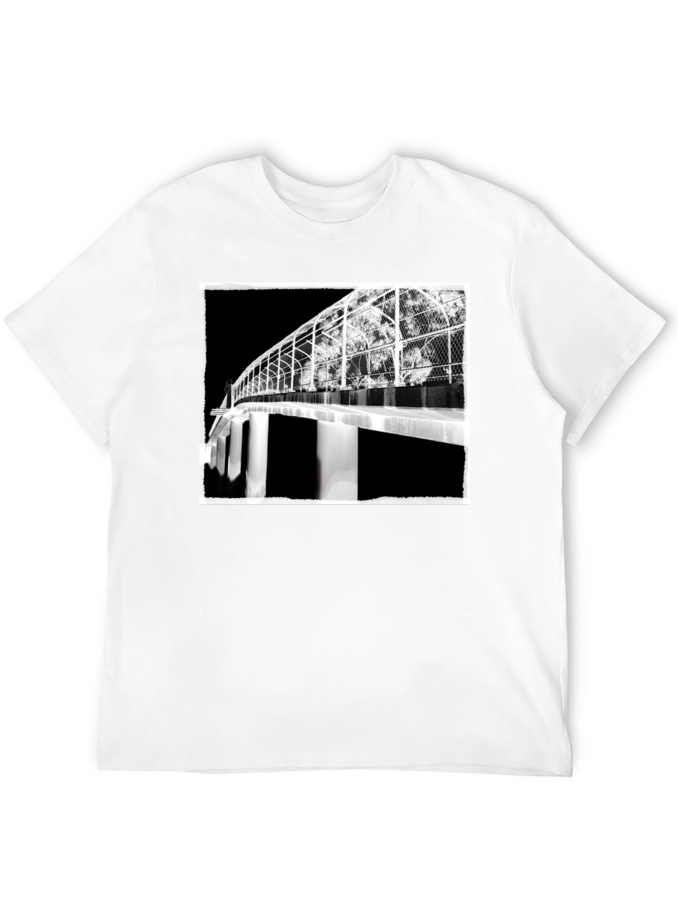 Abstract Bridge Graphic Tee - Stylish Black T-Shirt