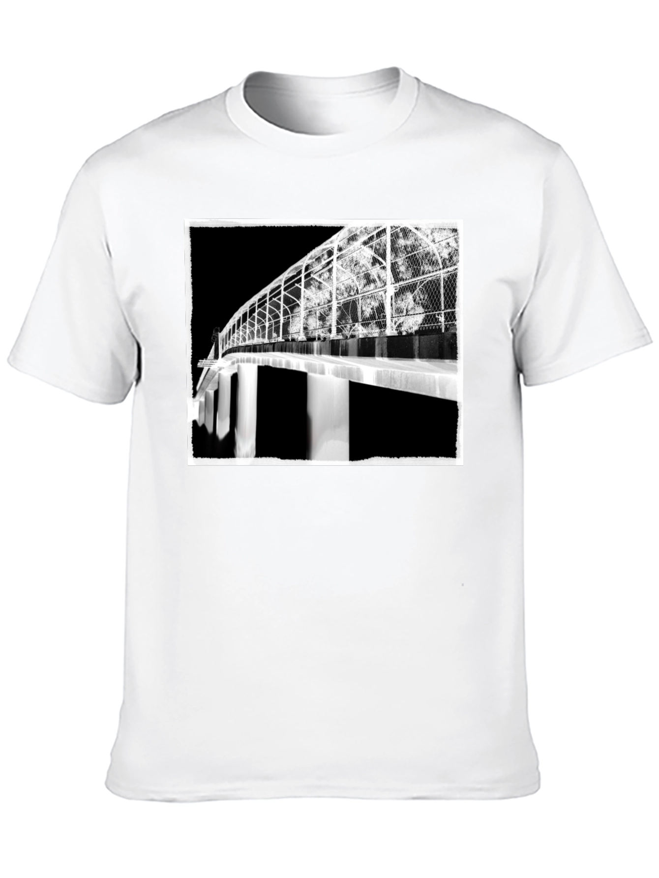Abstract Bridge Graphic Tee - Stylish Black T-Shirt