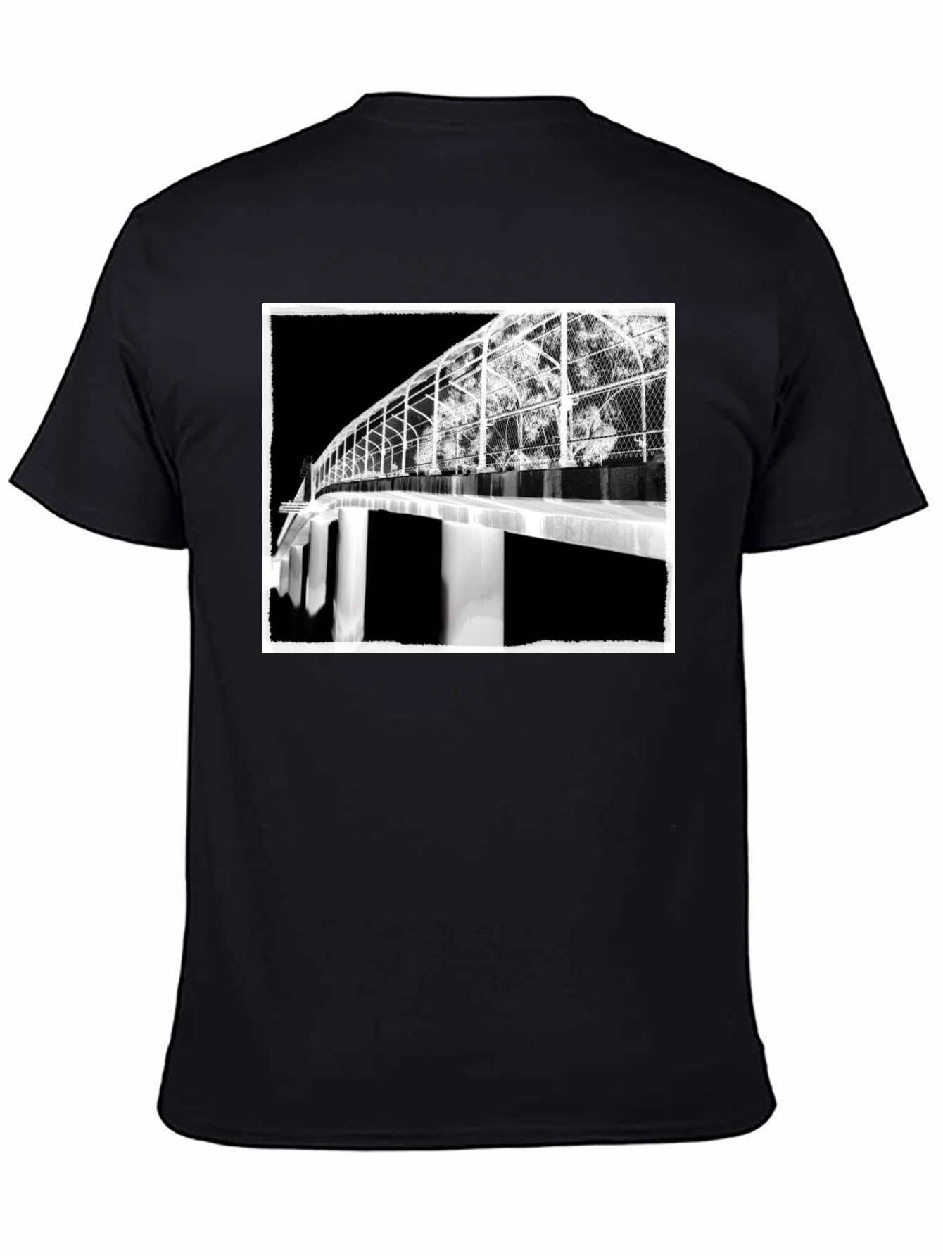 Abstract Bridge Graphic Tee - Stylish Black T-Shirt