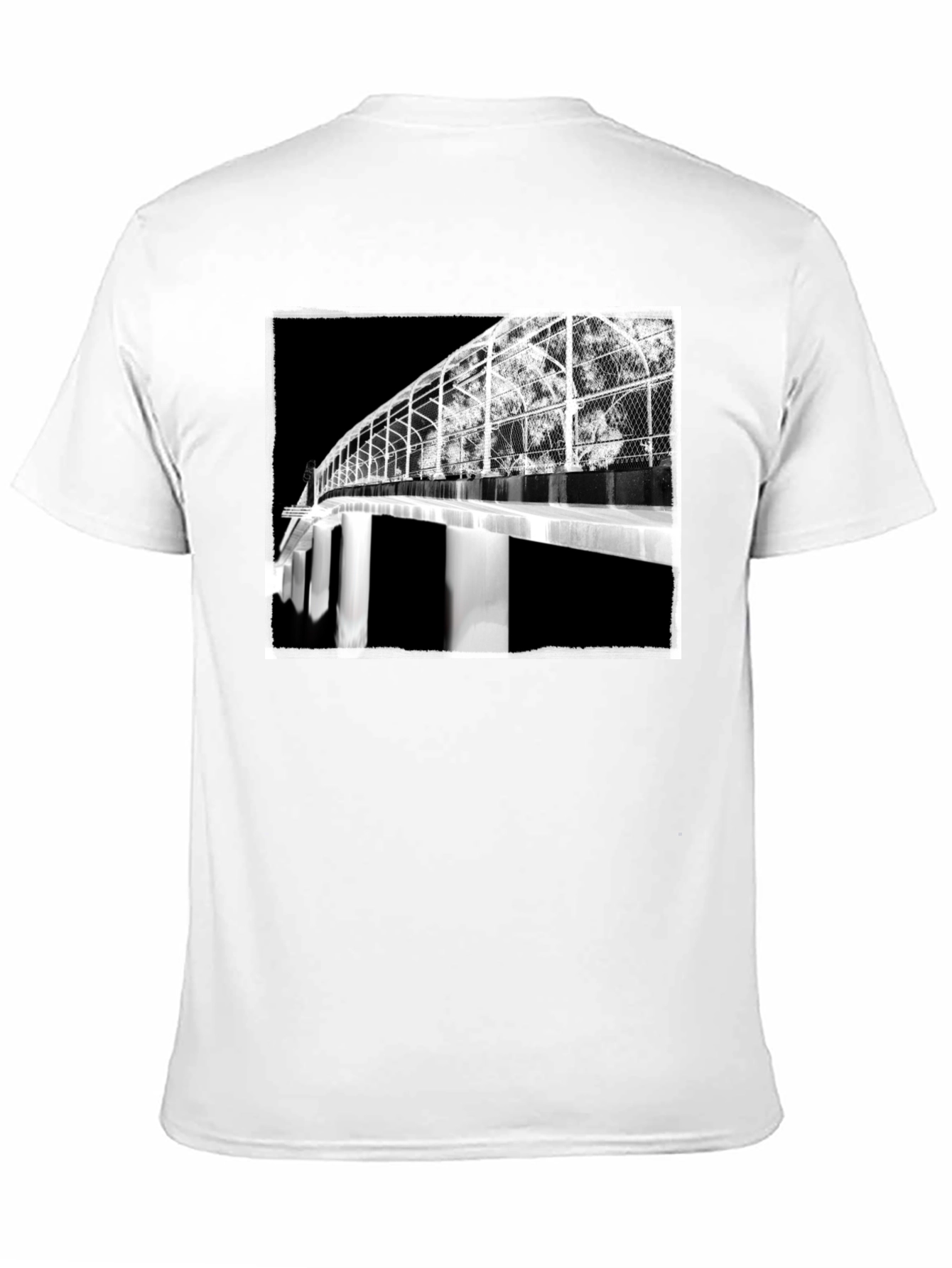Abstract Bridge Graphic Tee - Stylish Black T-Shirt