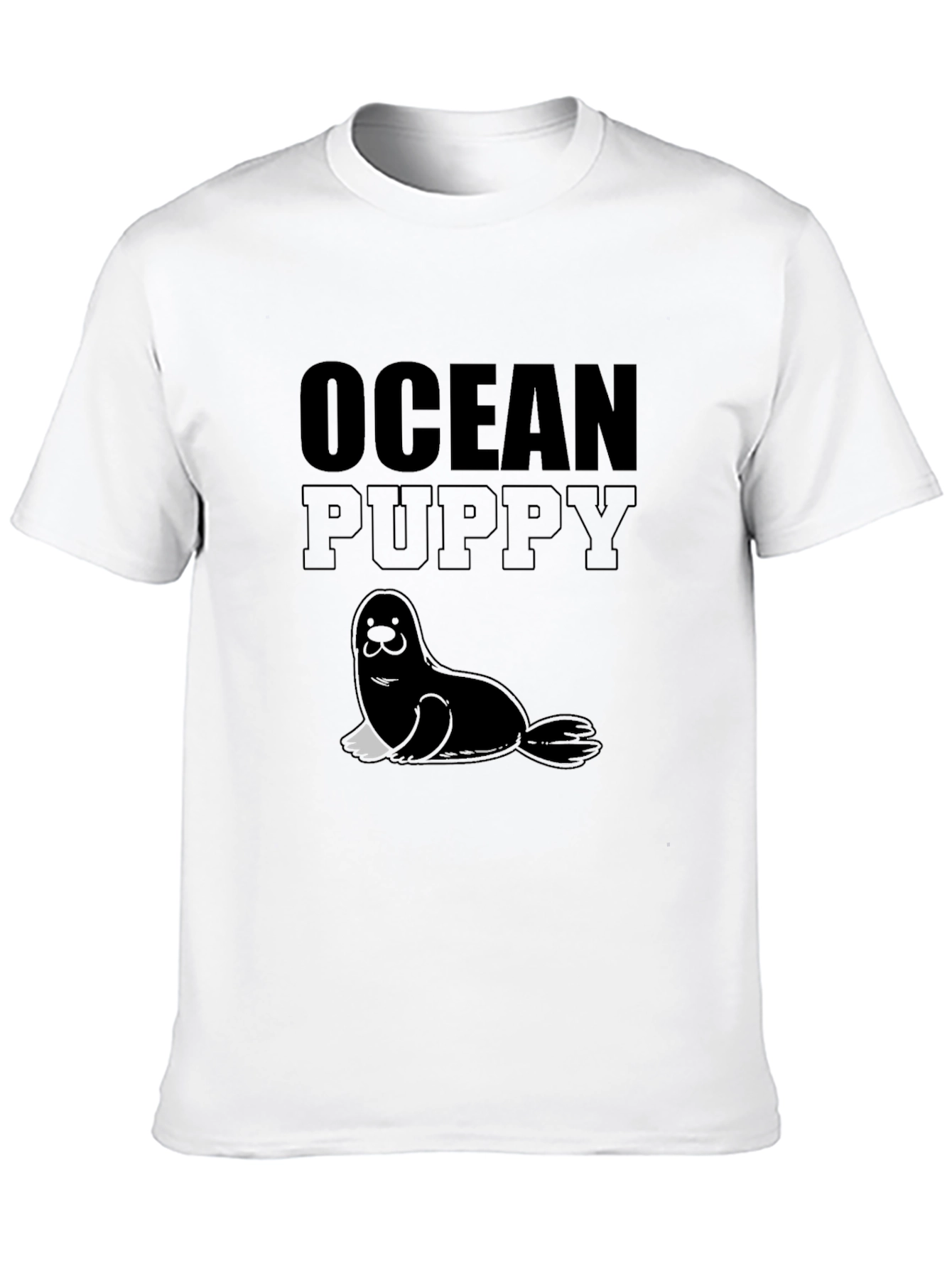 Ocean Puppy Graphic Tee - Soft Black Unisex T-Shirt