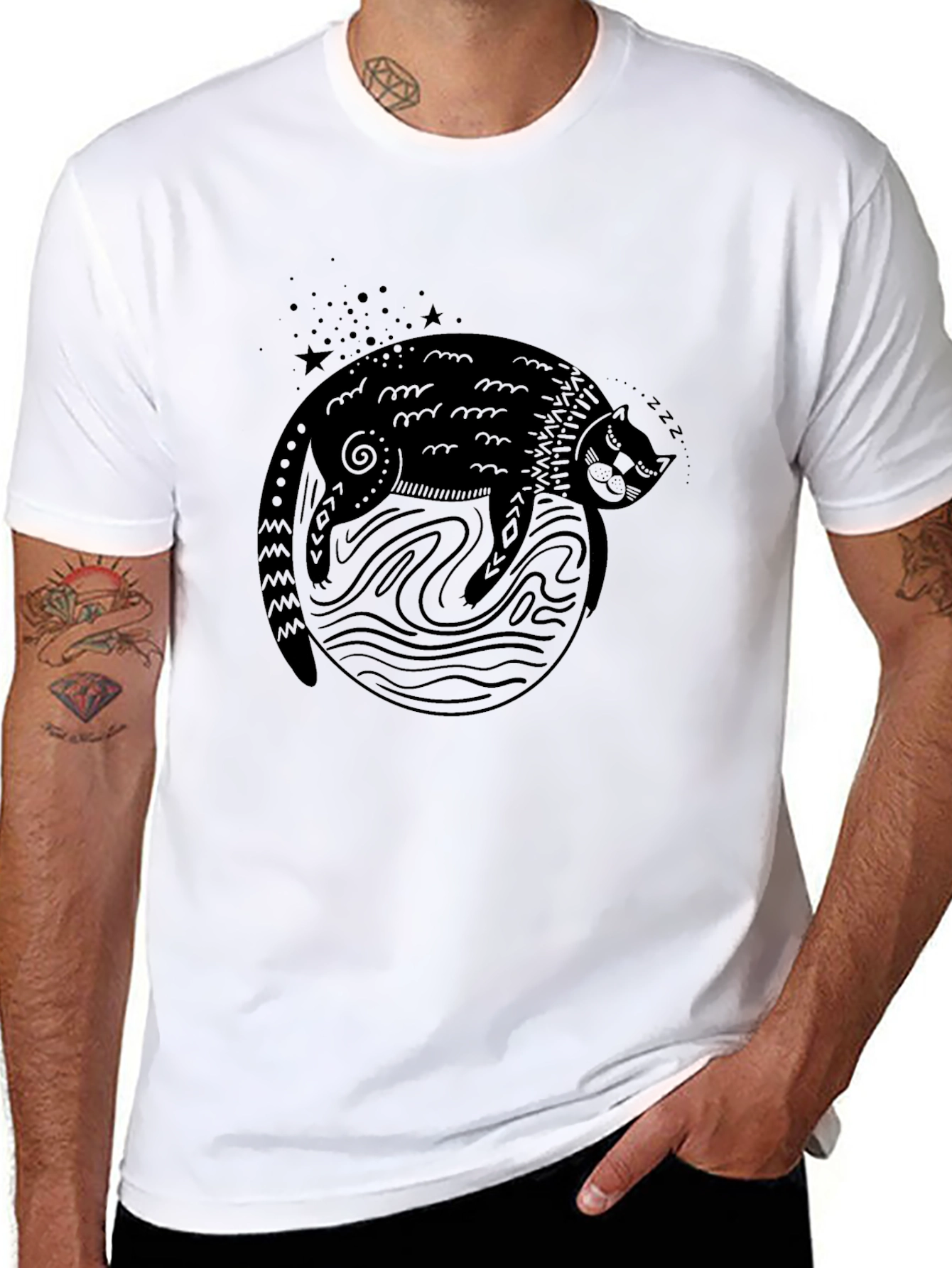 Black Cat Nap T-Shirt - Cozy & Cool