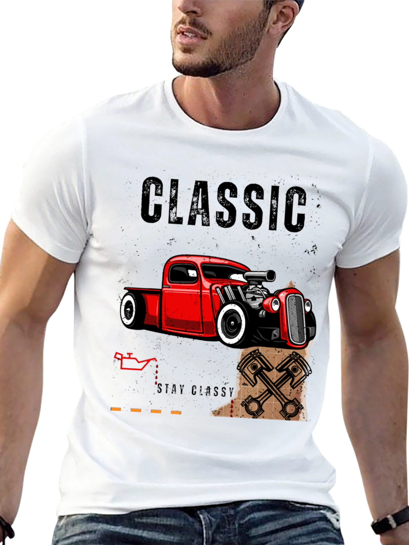 Classic Car T-Shirt - Black Hot Rod Design