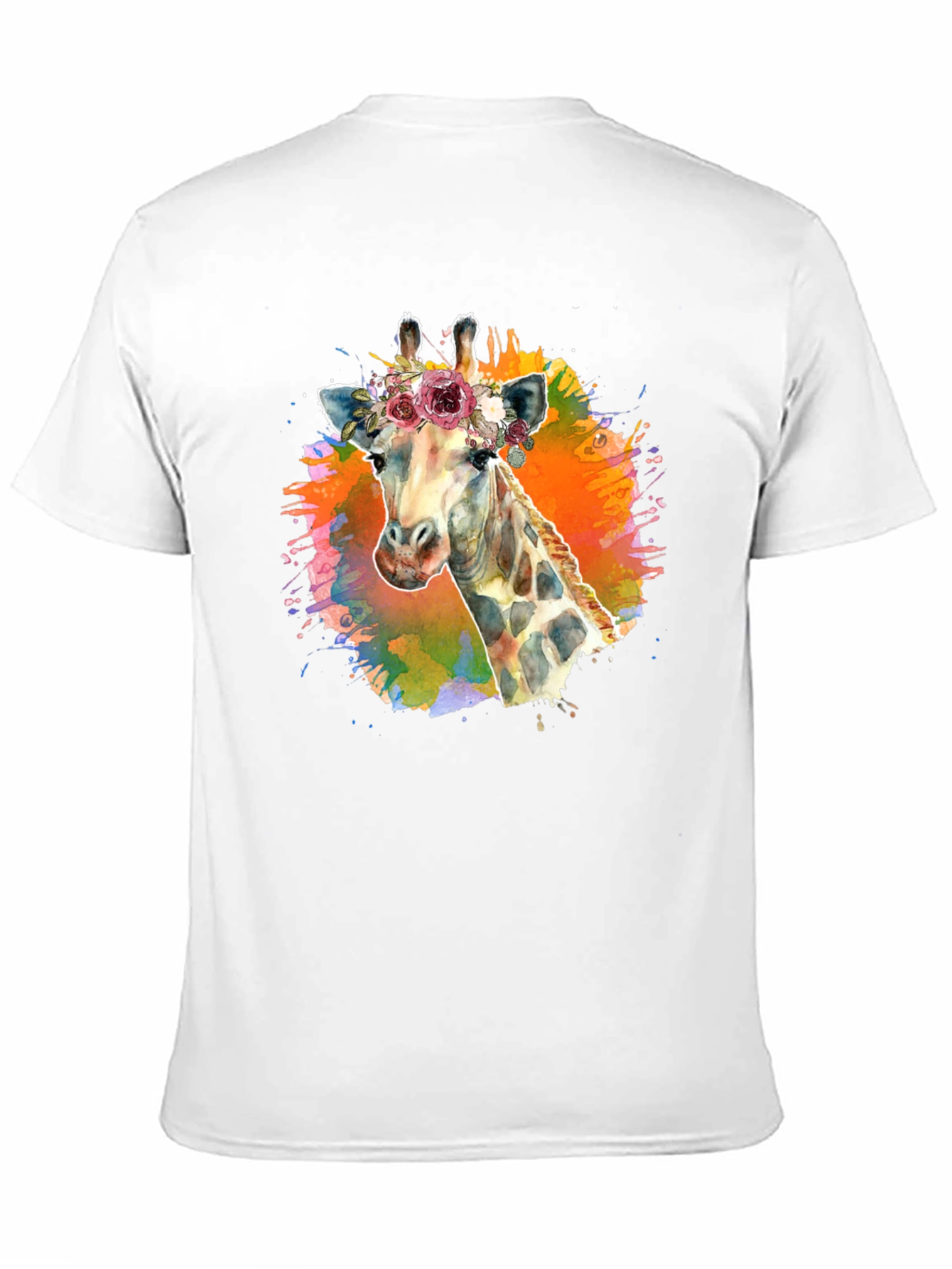 Floral Giraffe T-Shirt - Artistic Black Tee